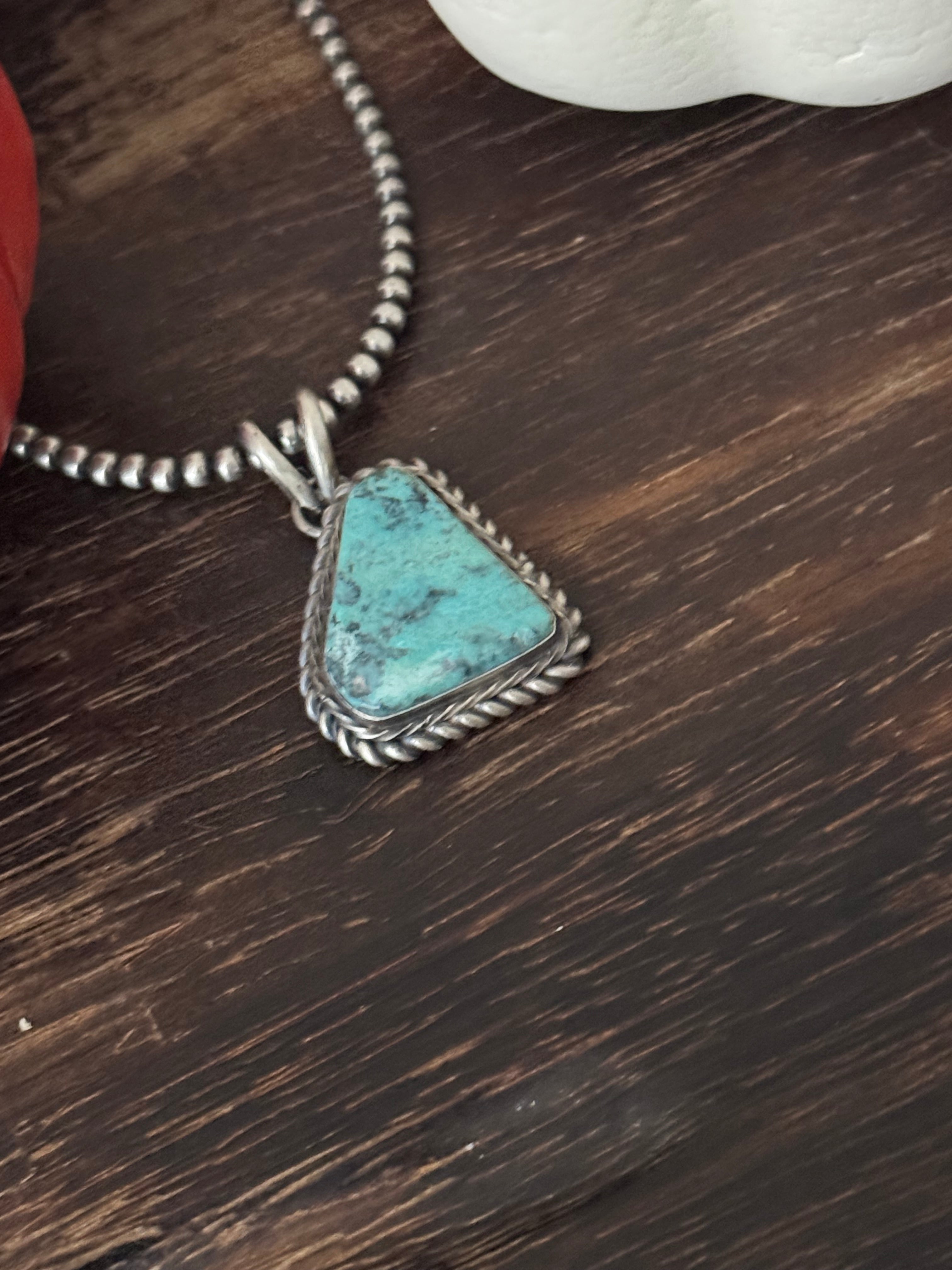 Eli Skeets Kingman Turquoise & Sterling Silver Pendant