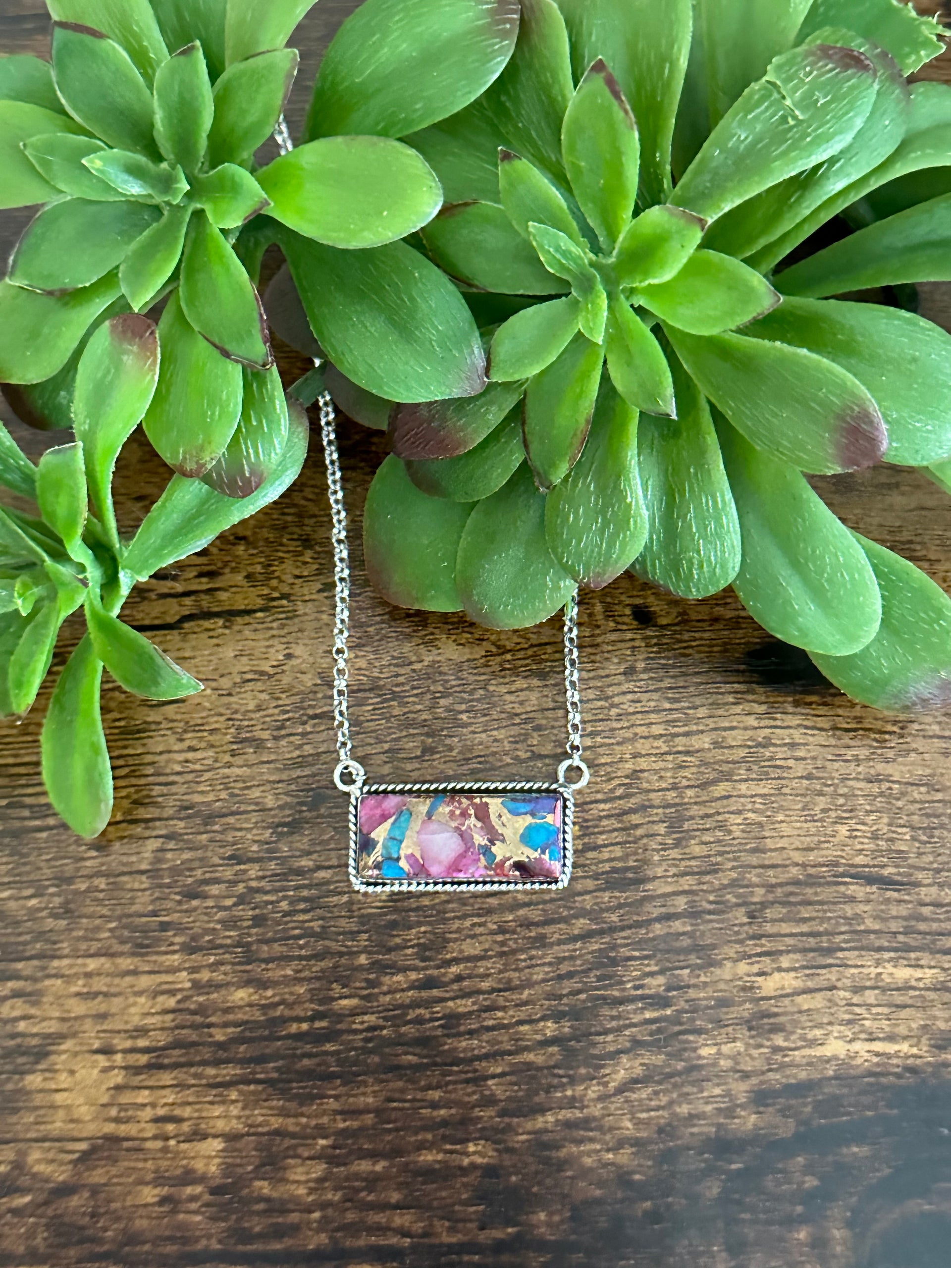 Southwest Made Mohave Turquoise & Sterling Silver Necklace