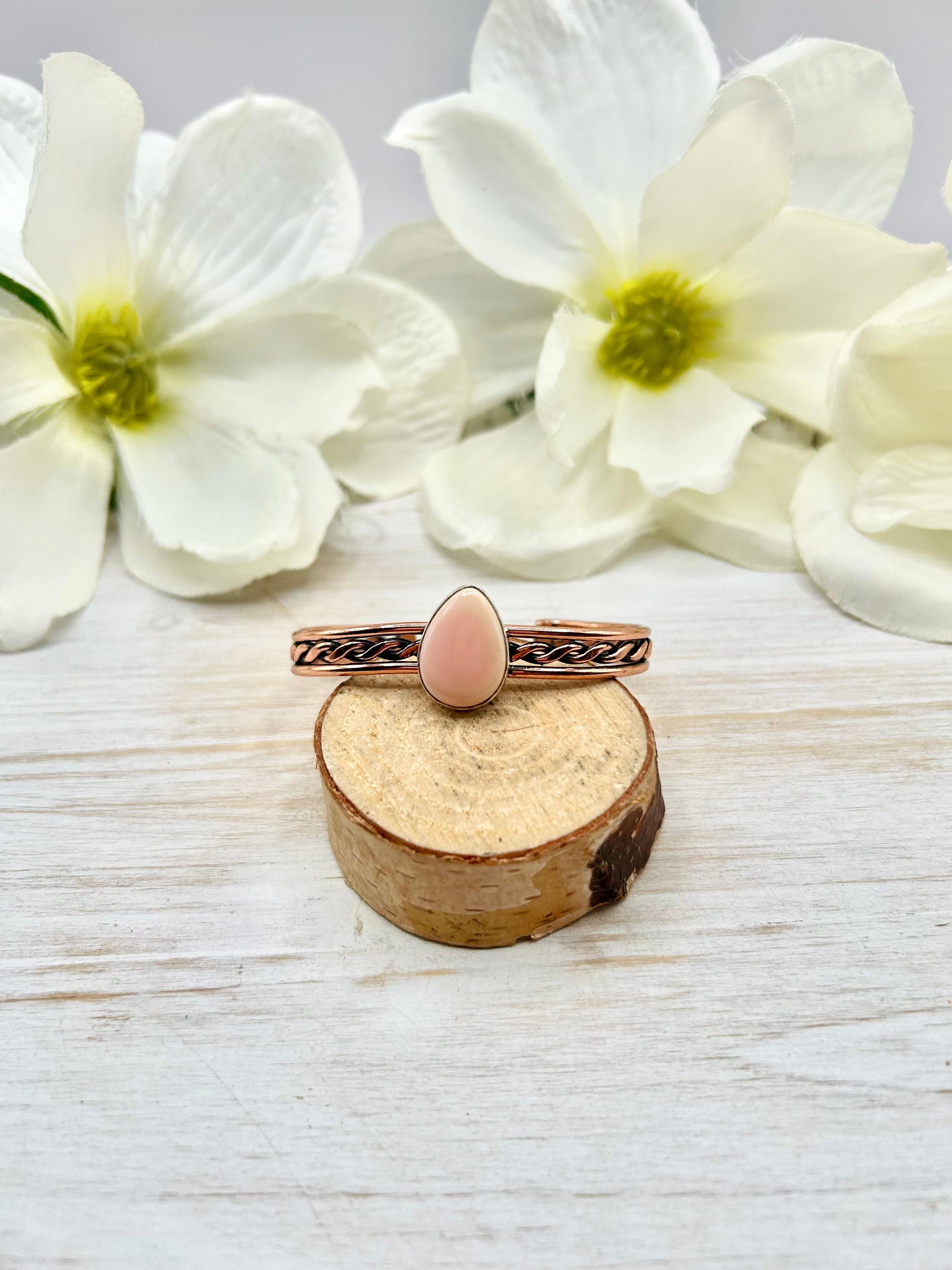 Navajo Made Pink Conch & Copper Cuff Bracelet