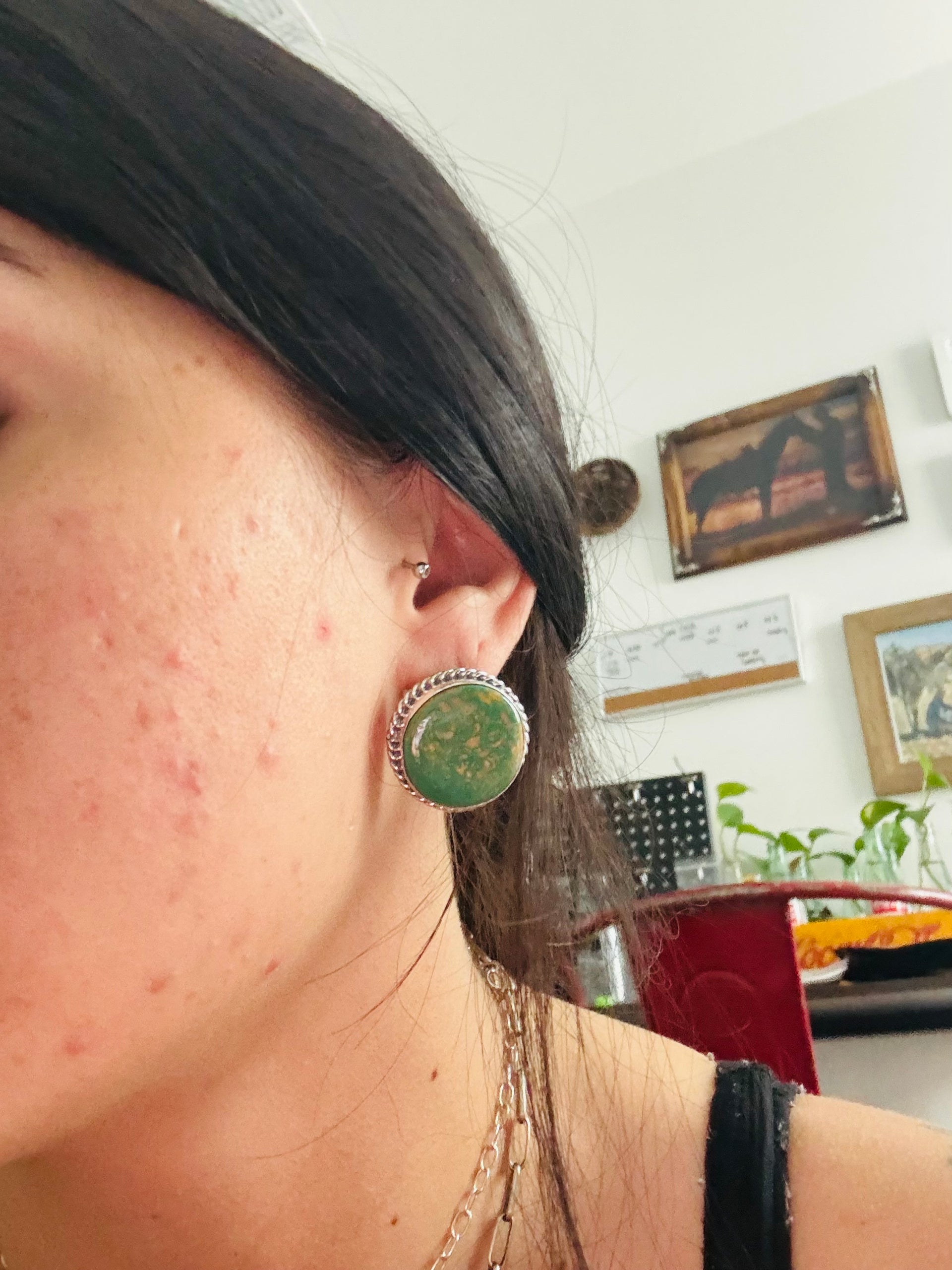 Larry Kaye Kingman Turquoise & Sterling Silver Post Earrings