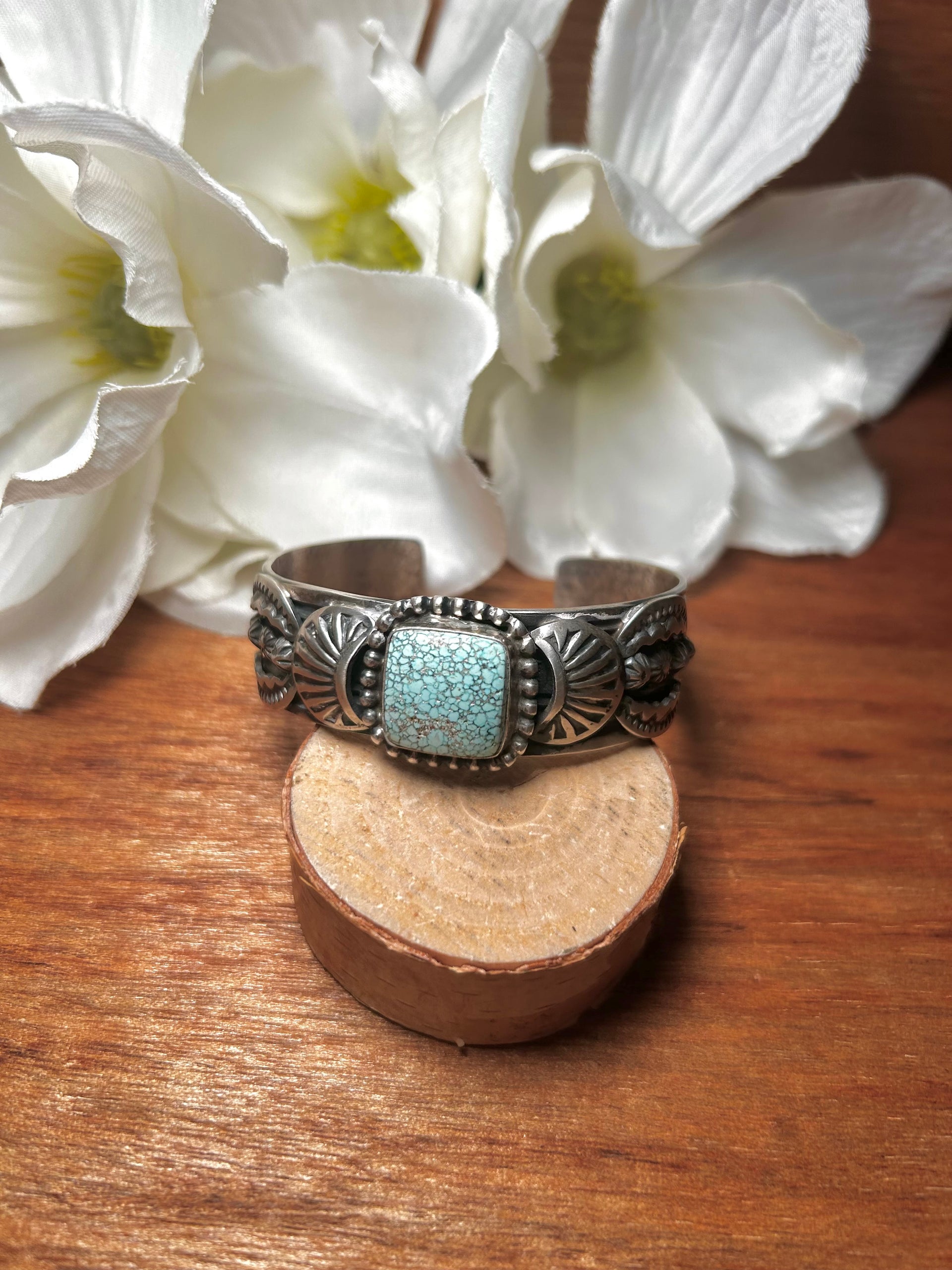 Gilbert Tom HG Number 8 Turquoise & Sterling Silver Cuff Bracelet