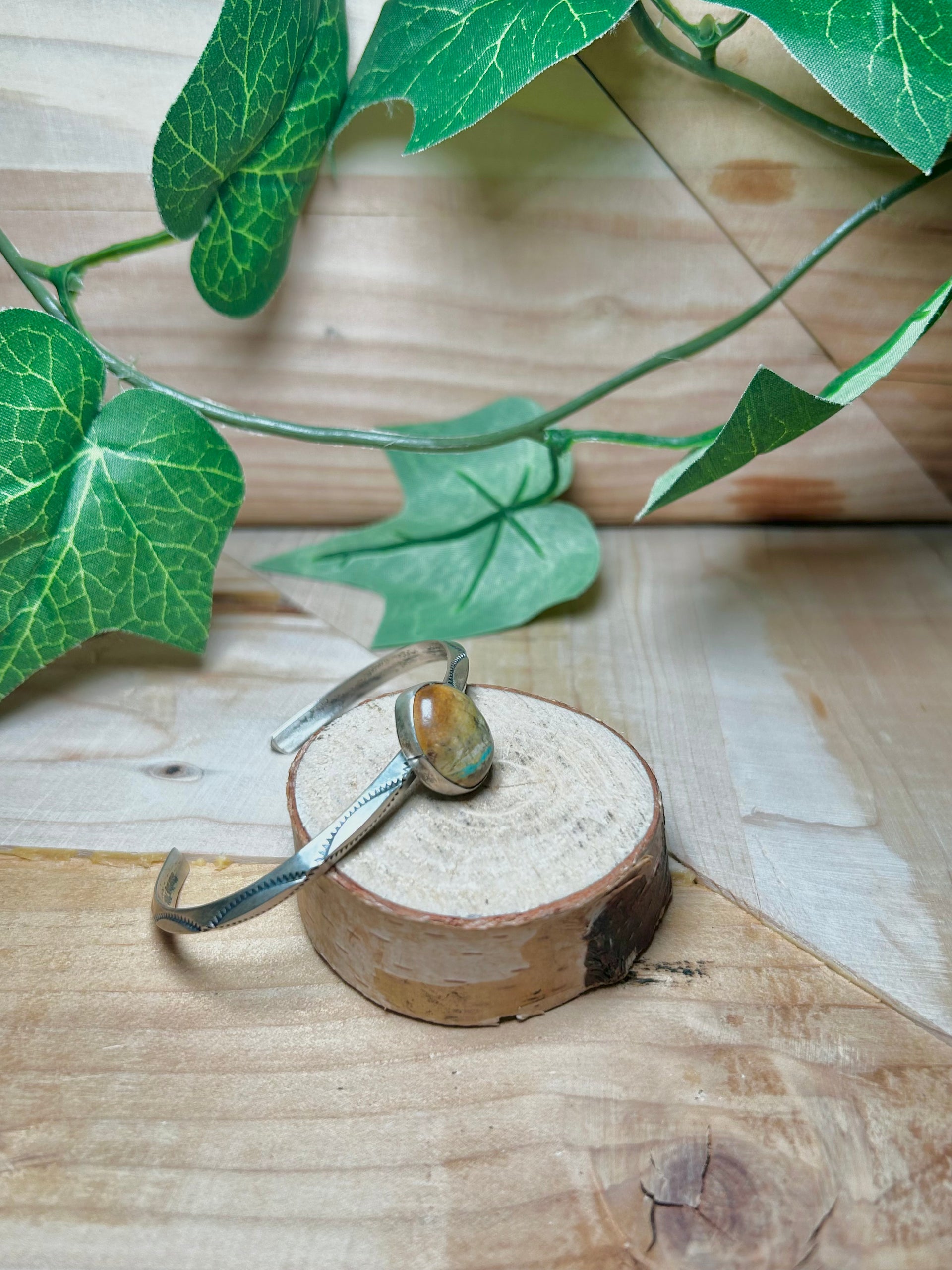 Navajo Made Boulder Turquoise & Sterling Silver Cuff Bracelet
