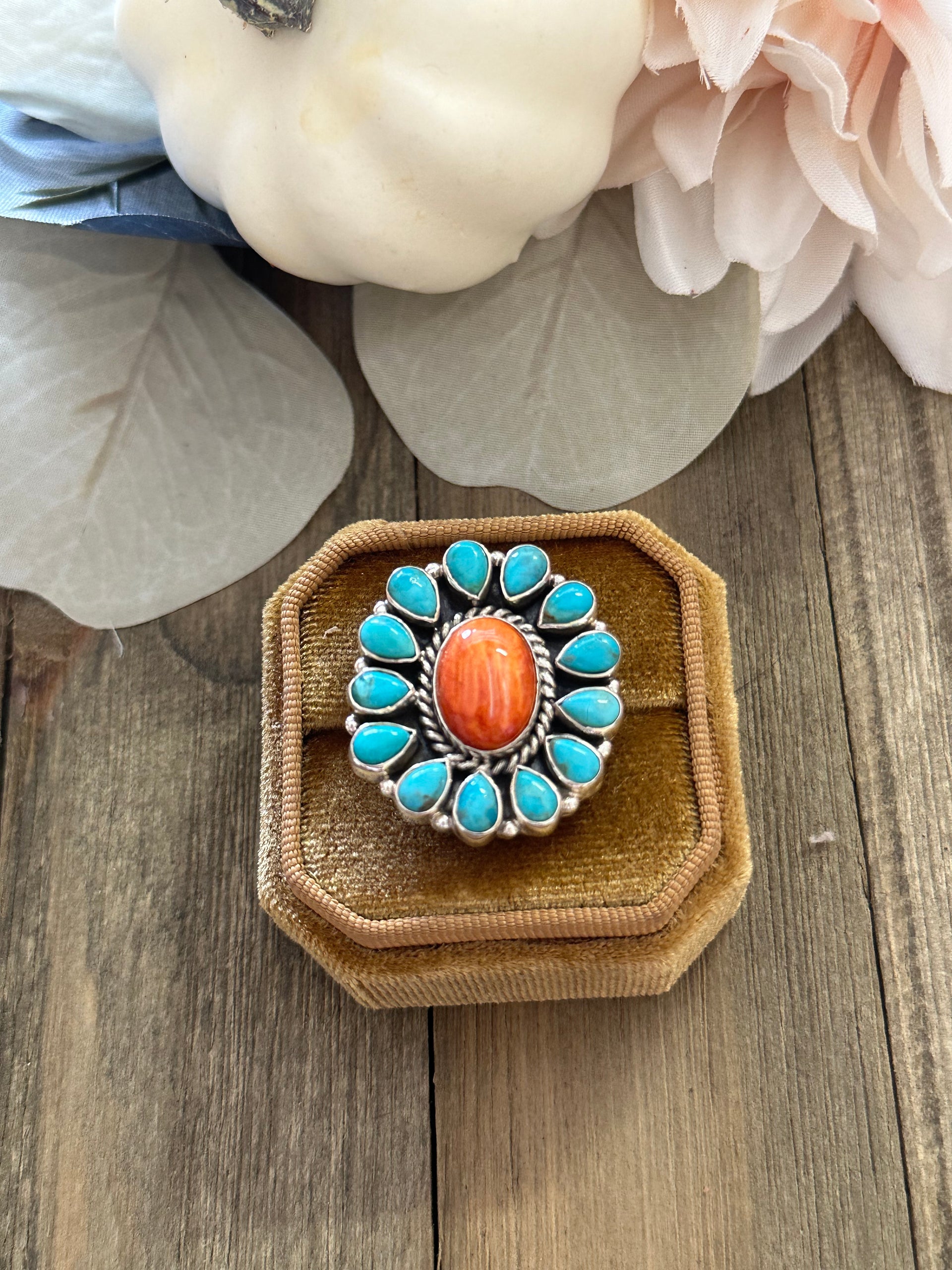 Southwest Handmade Multi Stone & Sterling Silver Adjustable Ring