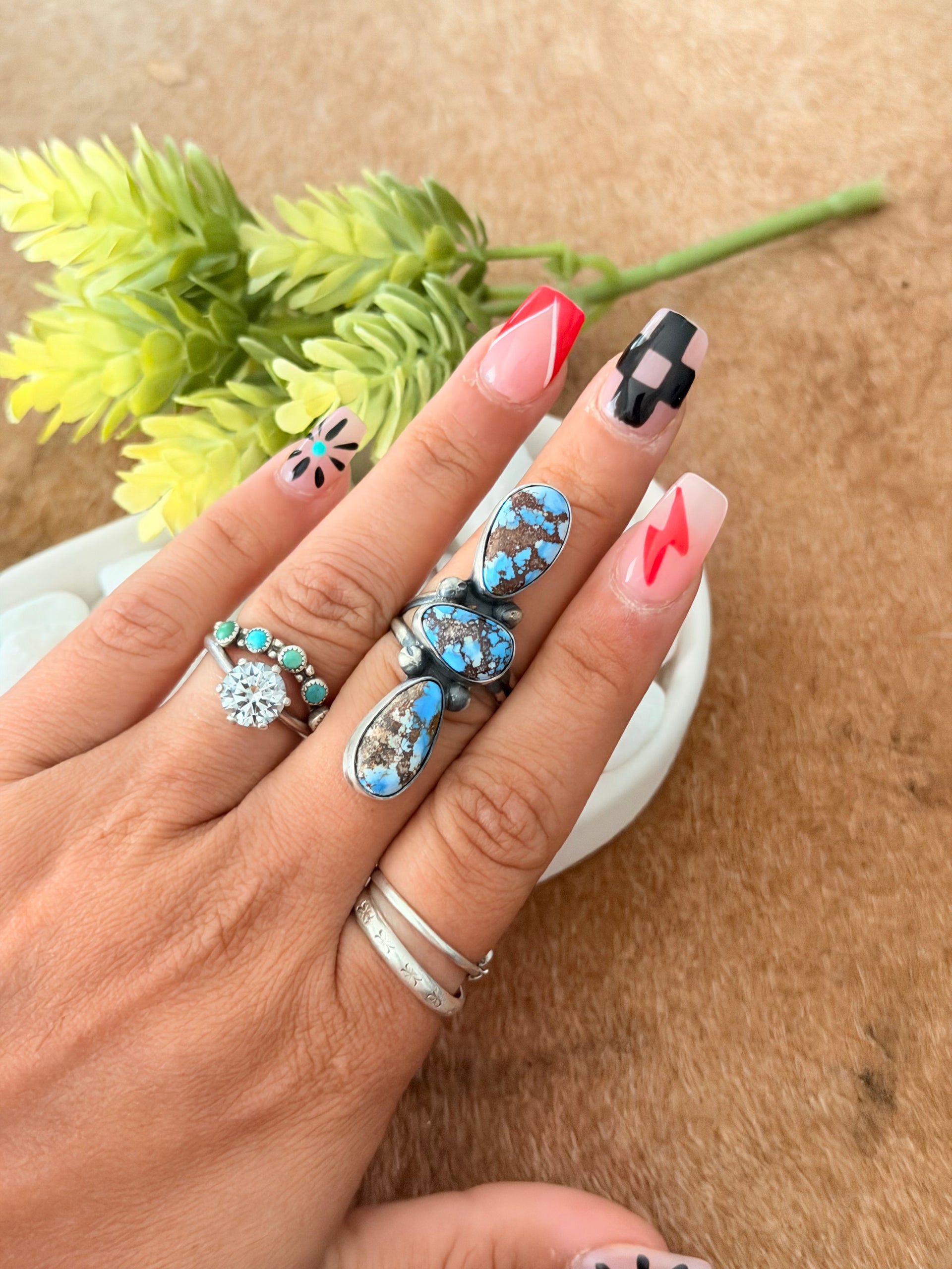 Danny Henio Golden Hills Turquoise & Sterling Silver Adjustable Ring