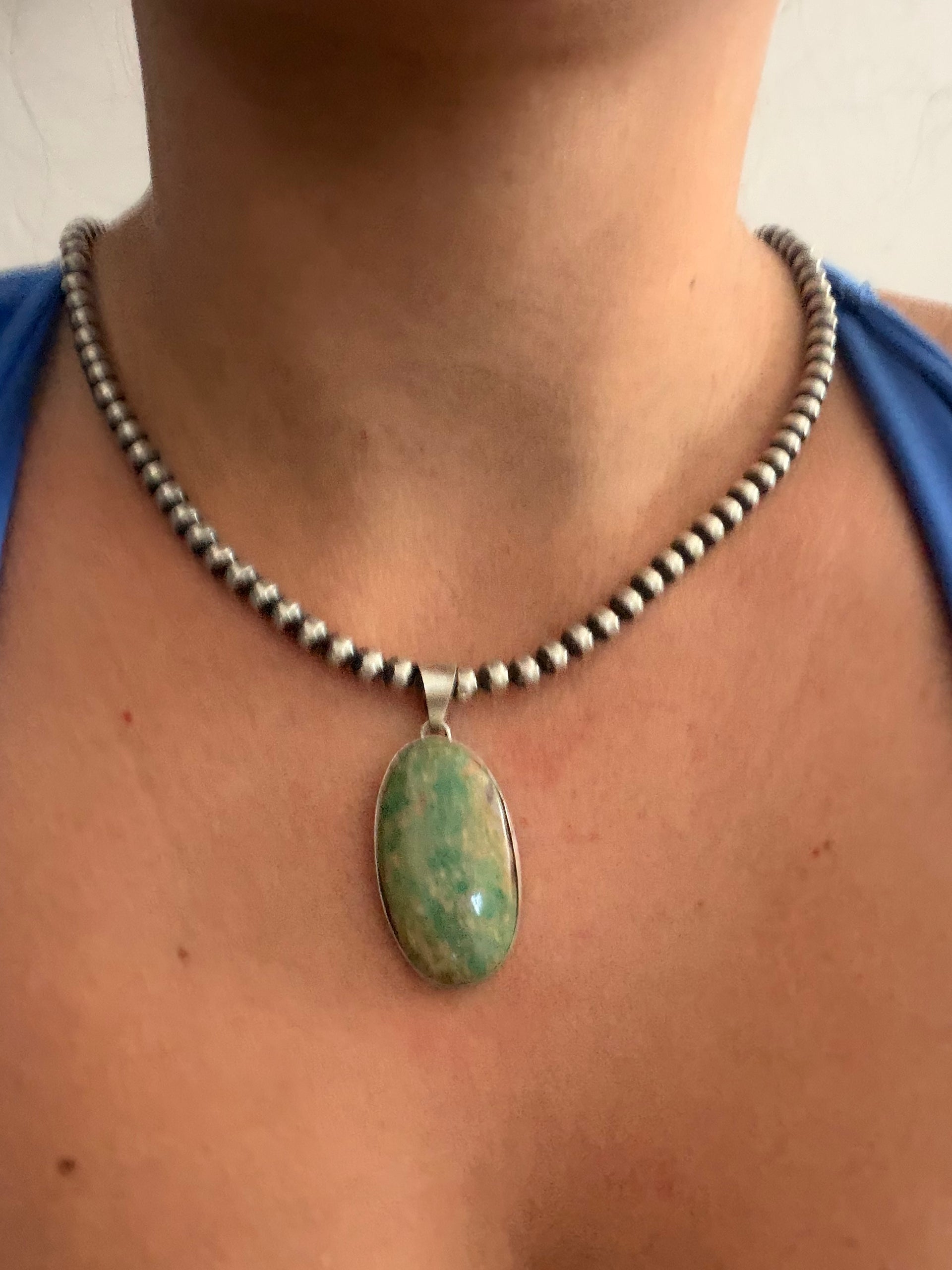 Navajo Made Royston Turquoise & Sterling Silver Pendant