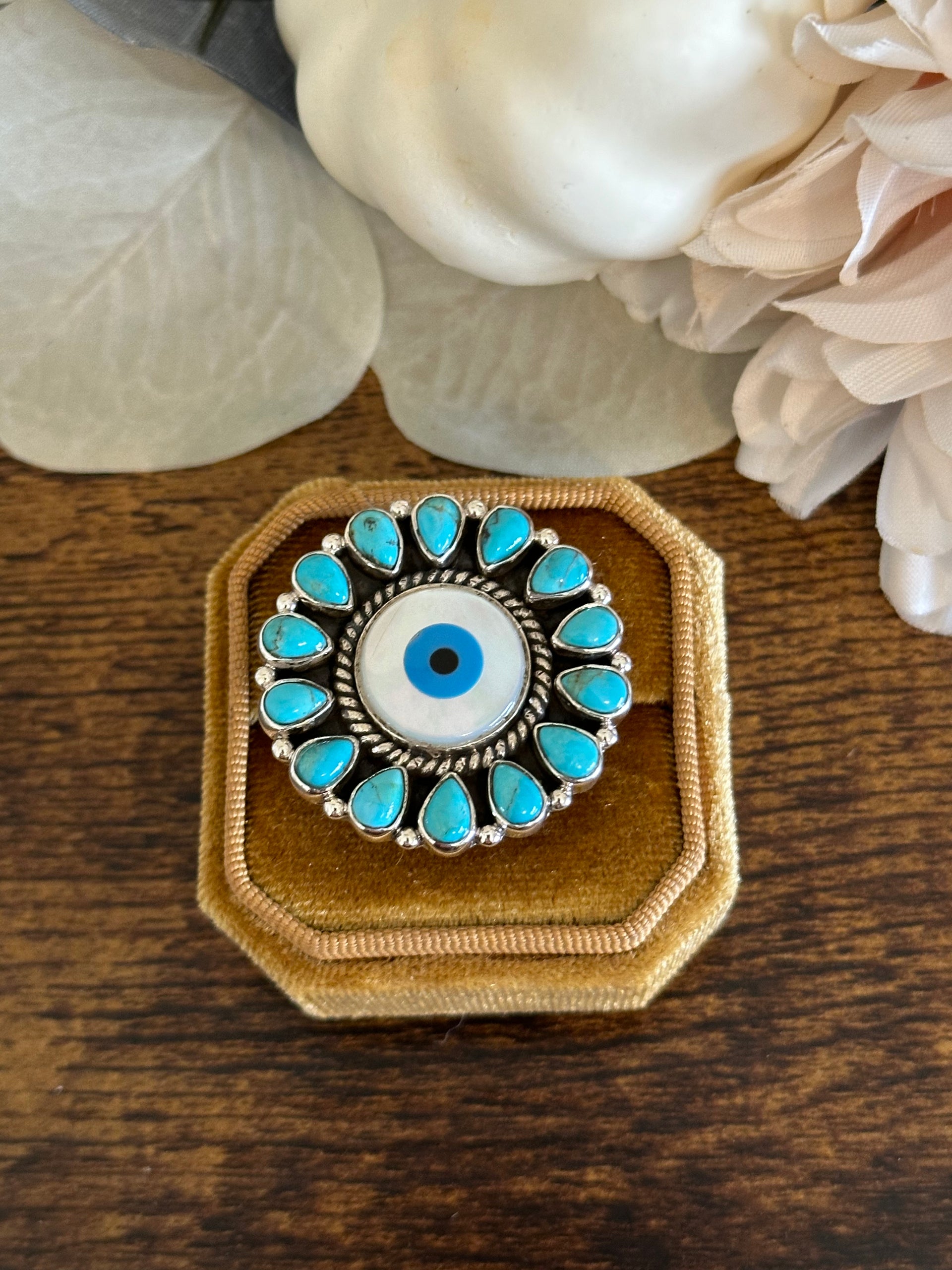 Southwest Handmade Multi Stone & Sterling Silver Adjustable Ring
