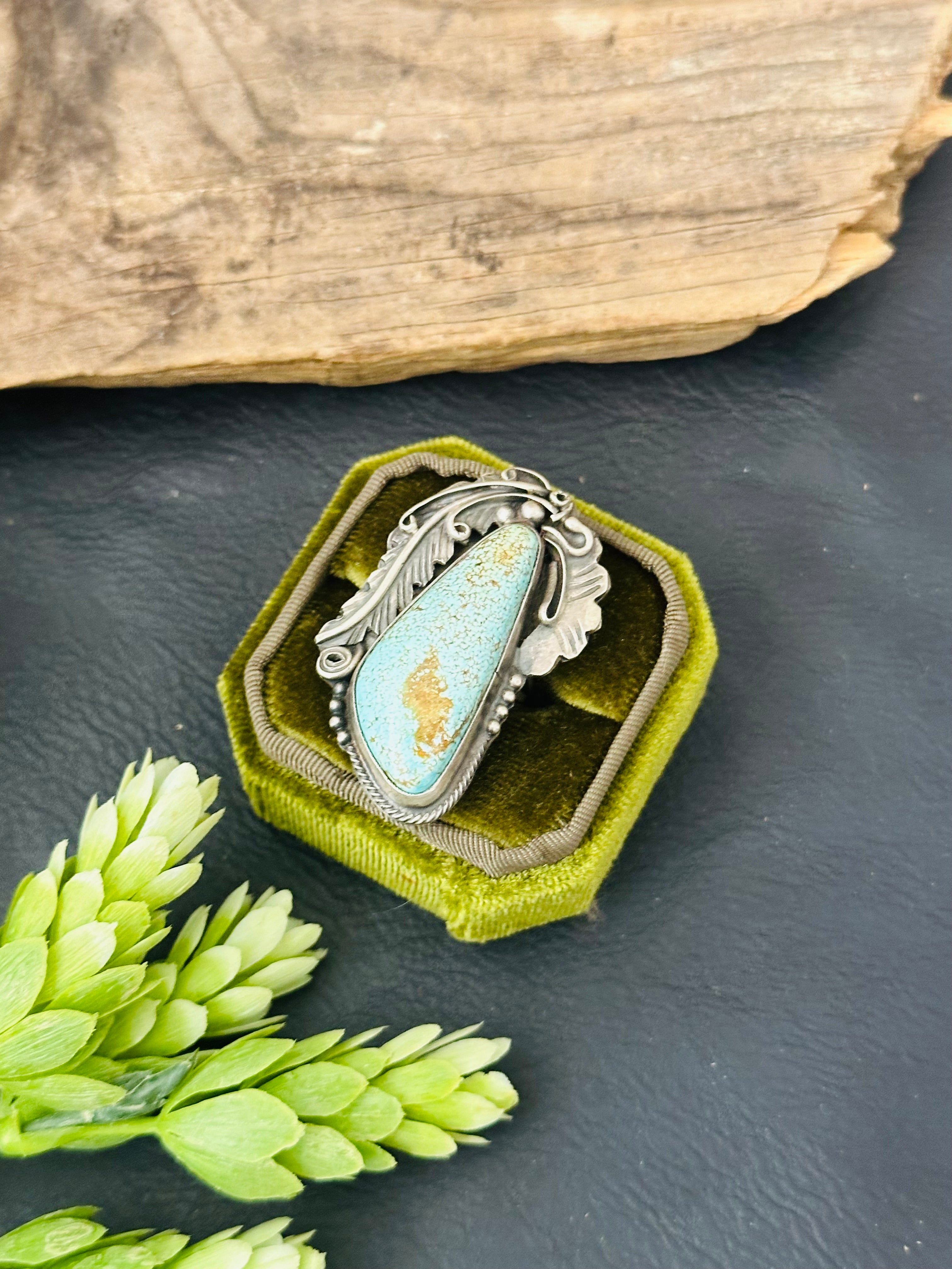 Navajo Made Royston Turquoise and Sterling Silver Ring Size 5.75