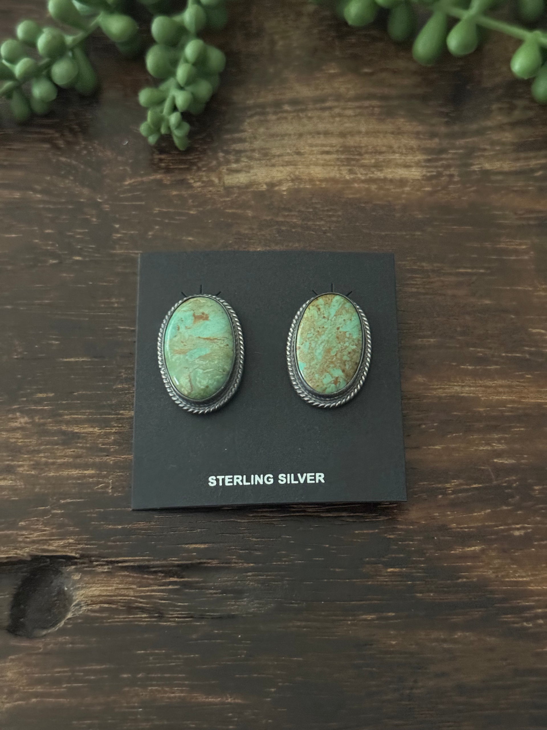 Larry Kaye Kingman Turquoise & Sterling Silver Post Earrings