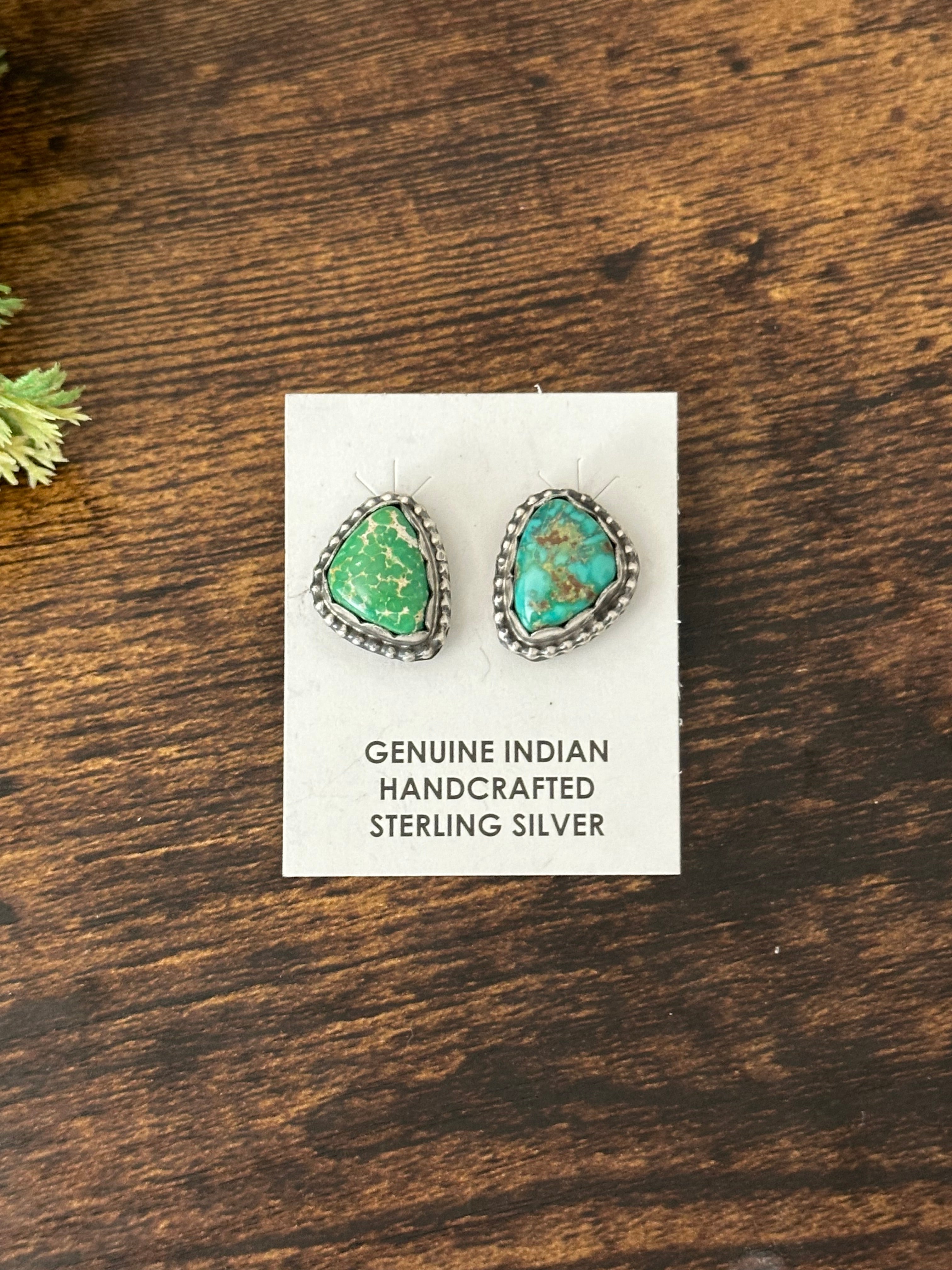 Tim Yazzie Royston Turquoise & Sterling Silver Post Earrings