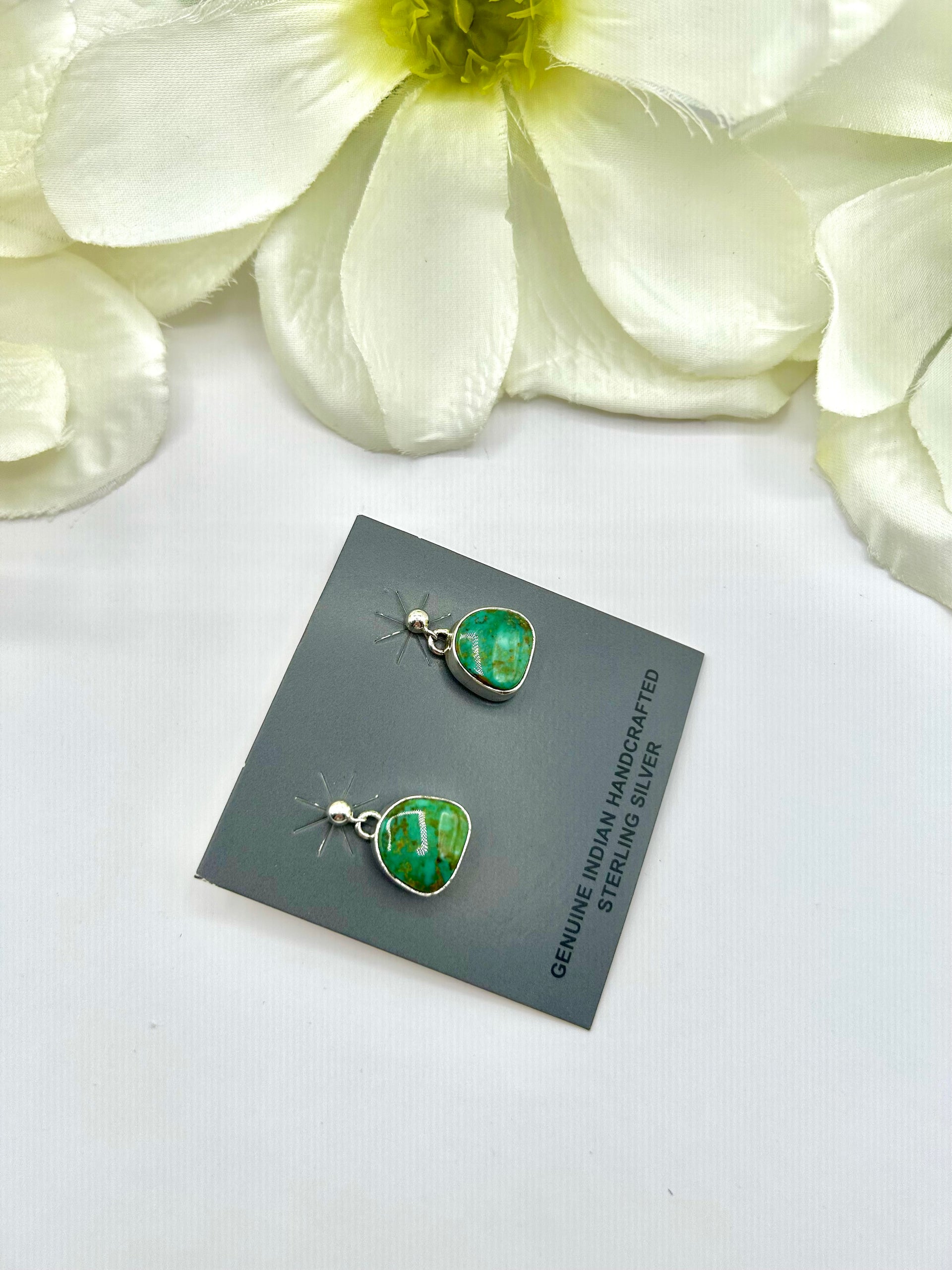 Navajo Made Royston Turquoise & Sterling Silver Post  Earrings