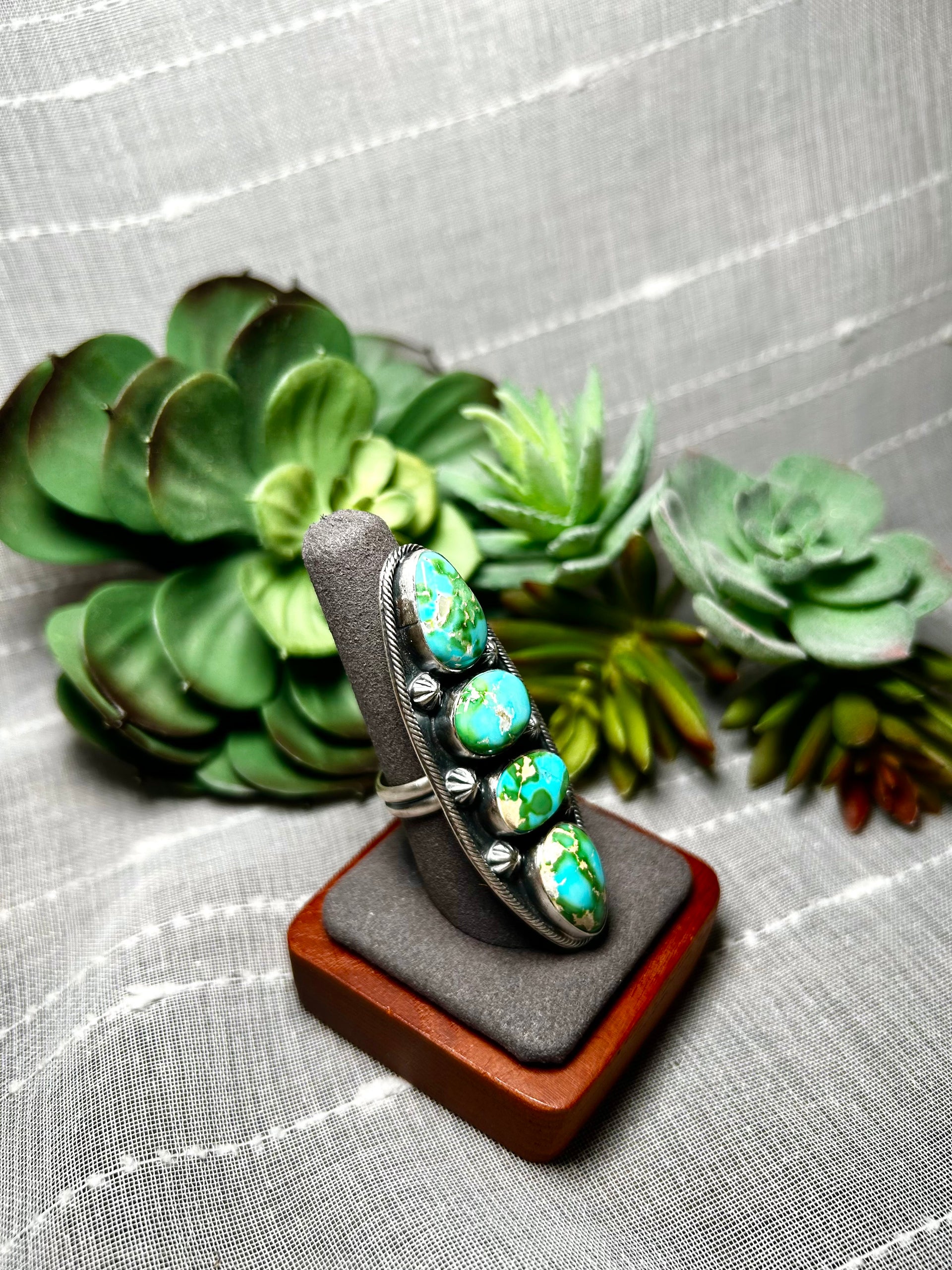 Carlos Francisco Sonoran Mountain Turquoise & Sterling Silver Adjustable Ring