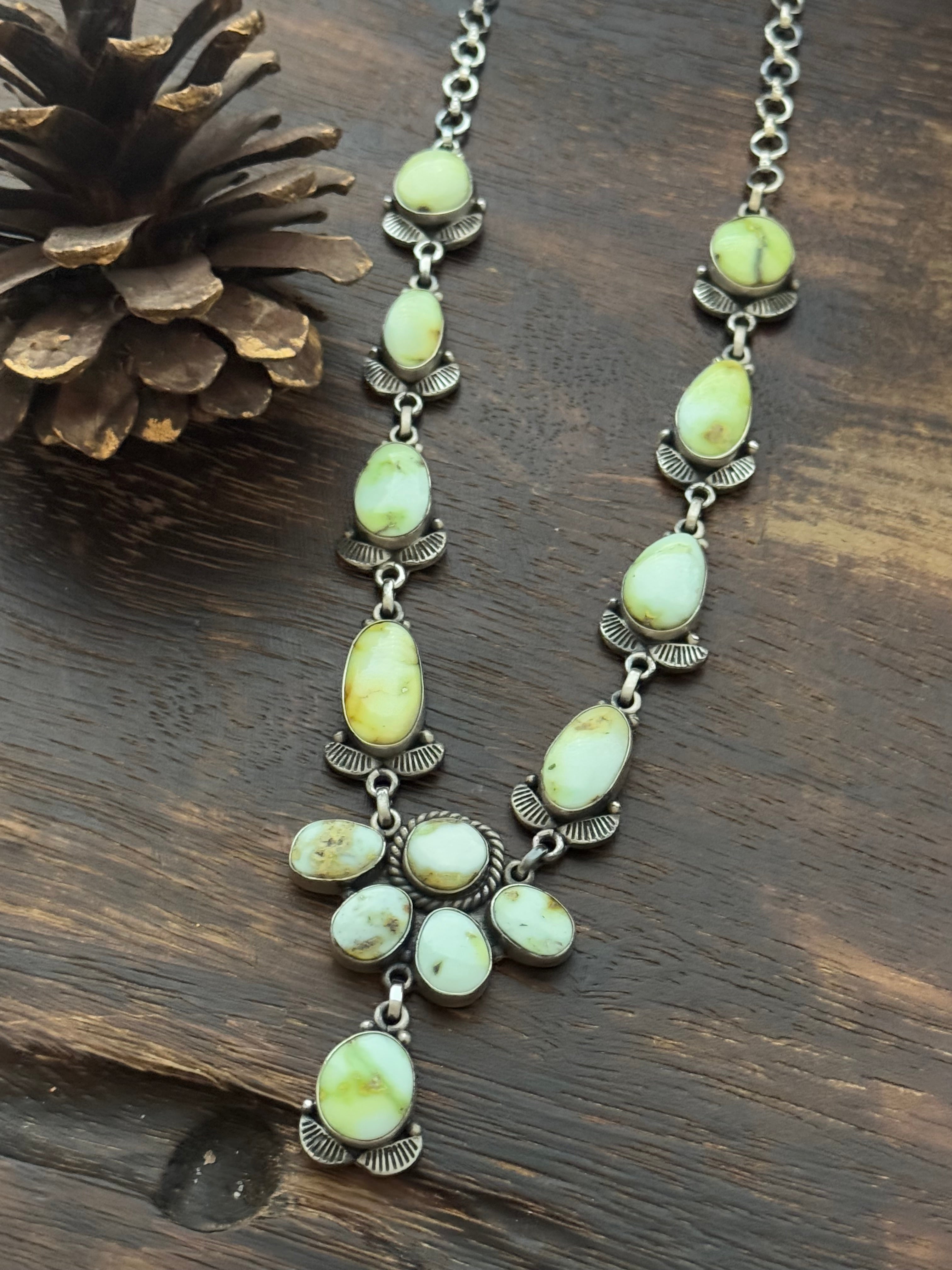 TTD Palomino Variscite & Sterling Silver Lariat Necklace