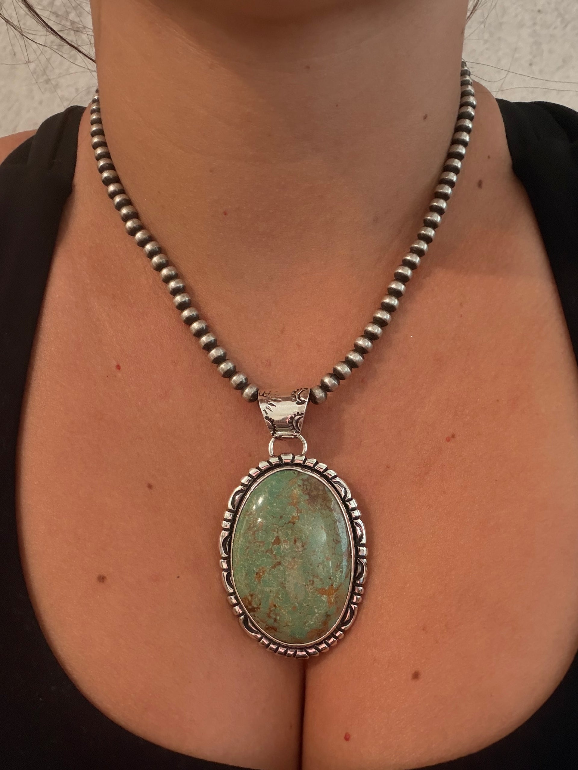 Navajo Made Royston Turquoise & Sterling Silver Pendant