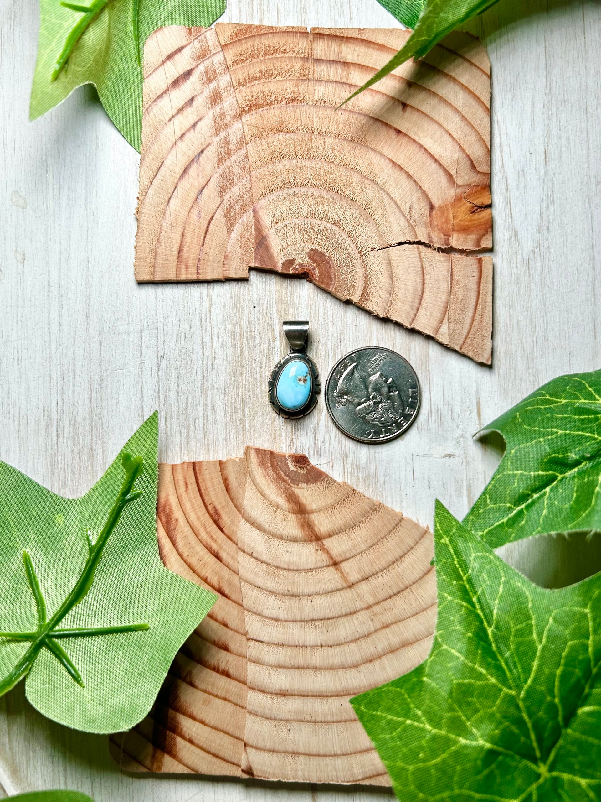 Navajo Made Golden Hill Turquoise & Sterling Silver Pendant