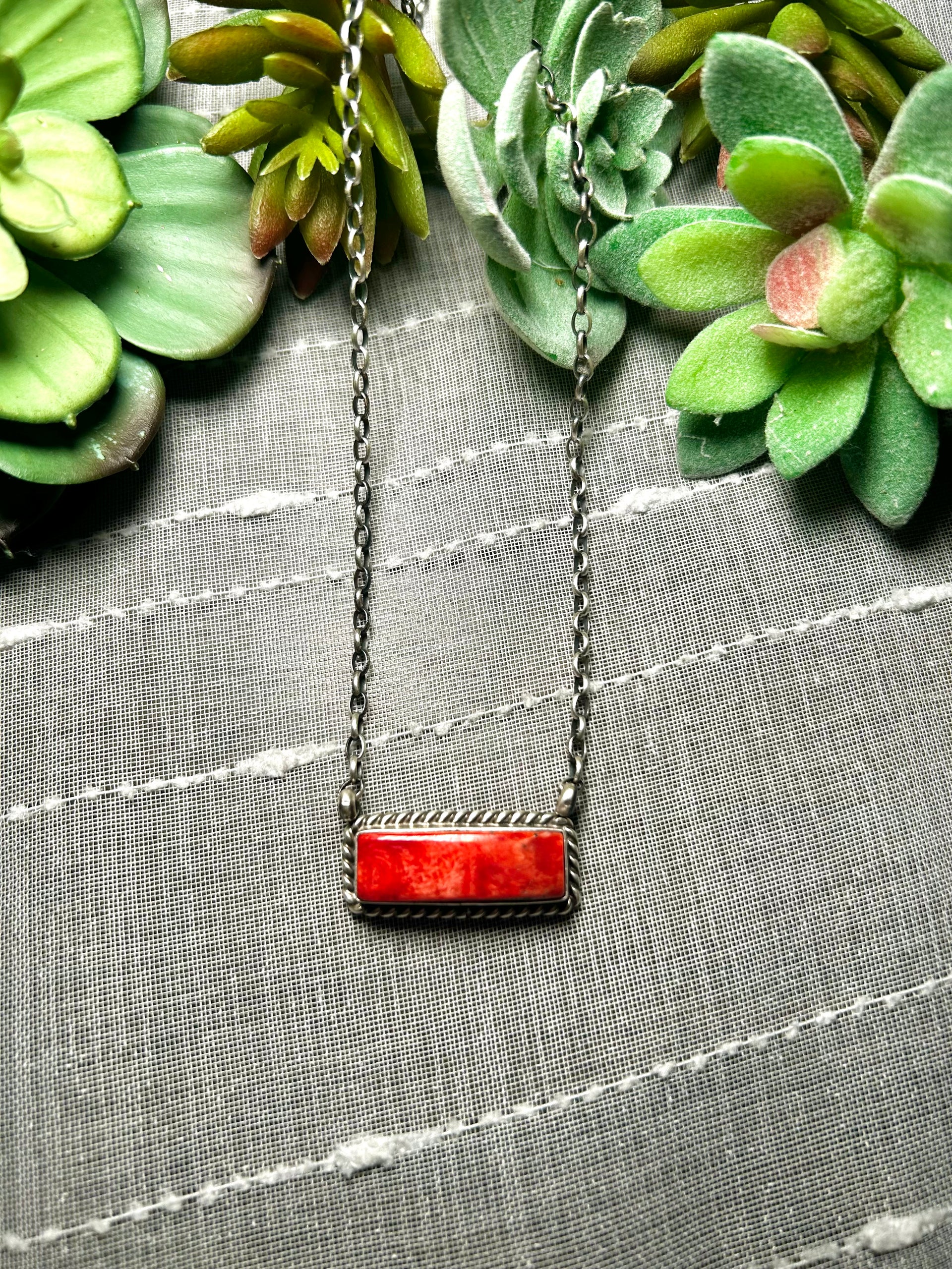 Chassily Belone Spiny Oyster & Sterling Silver Necklace