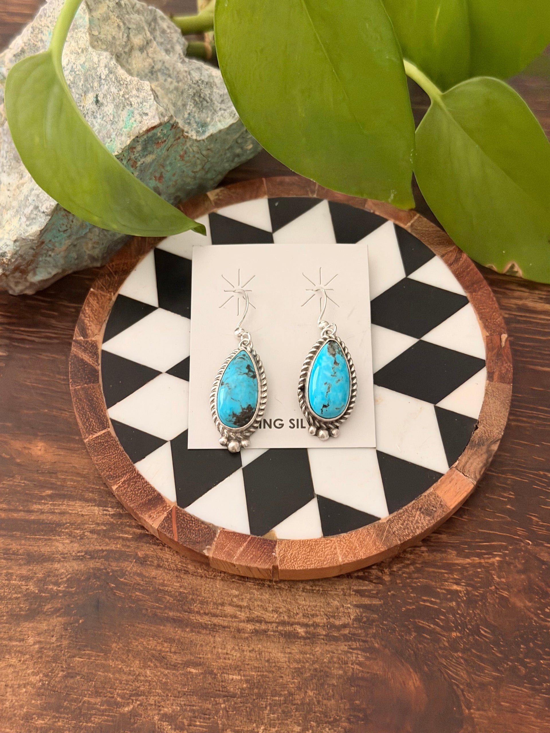 Trish Largo Kingman Turquoise & Sterling Silver Dangle Earrings