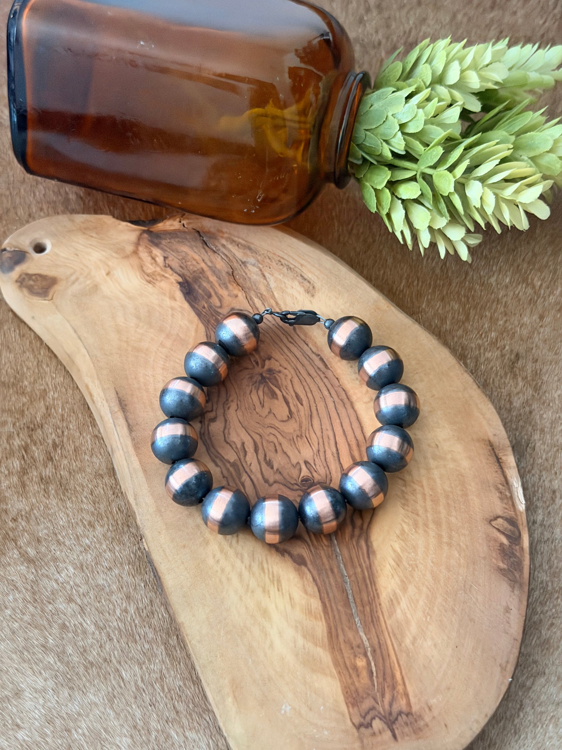 Navajo Strung Copper Pearls 12 MM Beaded Bracelet