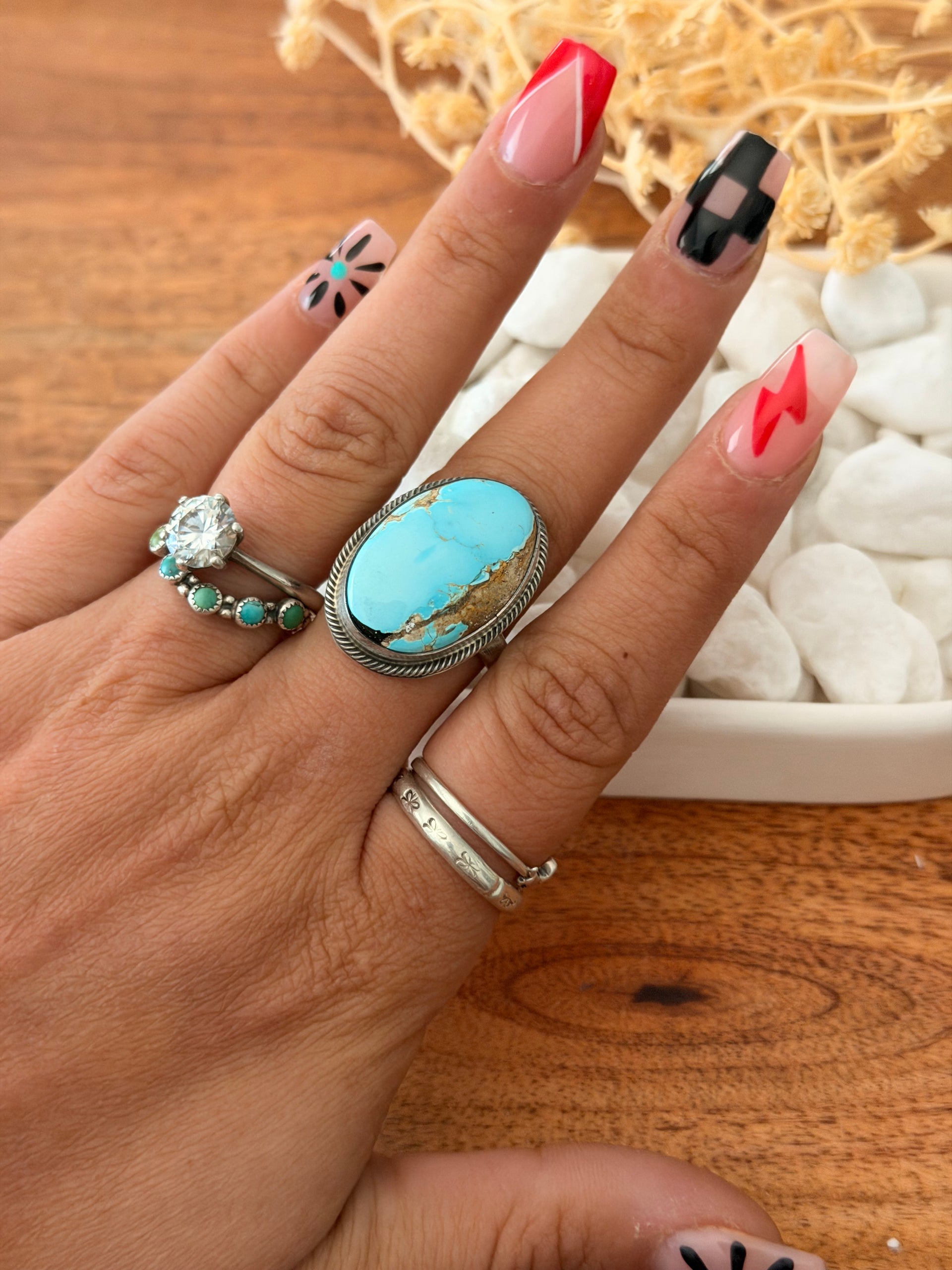 Antionette Martinez Golden Hills Turquoise & Sterling Silver Adjustable Ring
