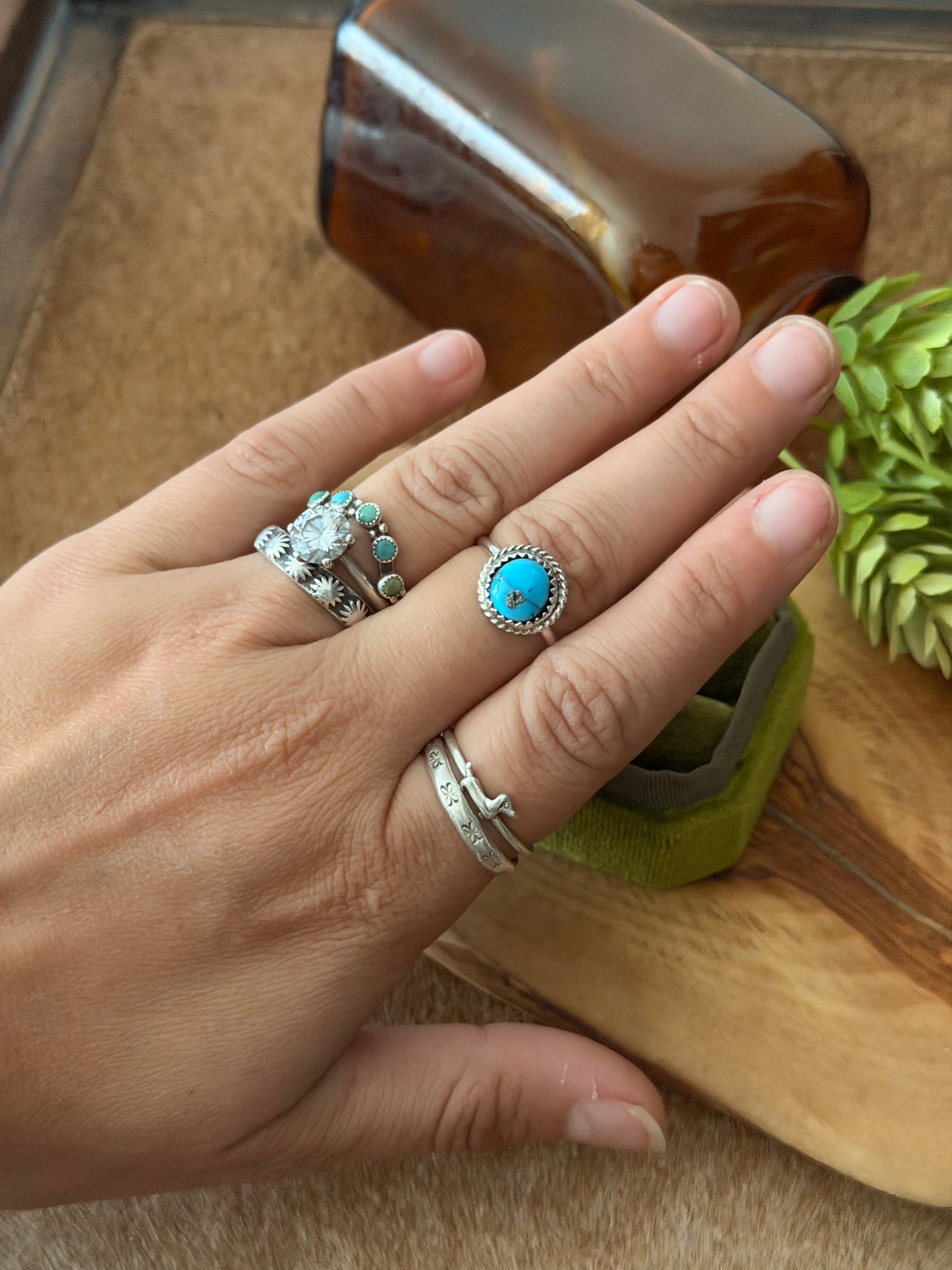 Esther White Kingman Turquoise & Sterling Silver Ring
