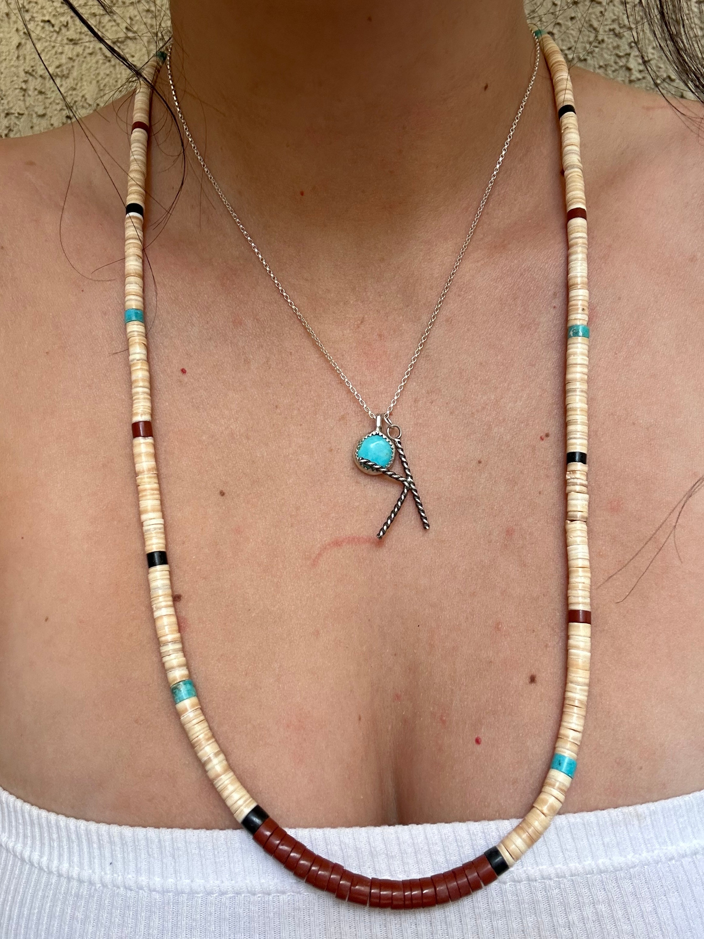 Hopi Strung Multi Stone & Sterling Silver Necklace