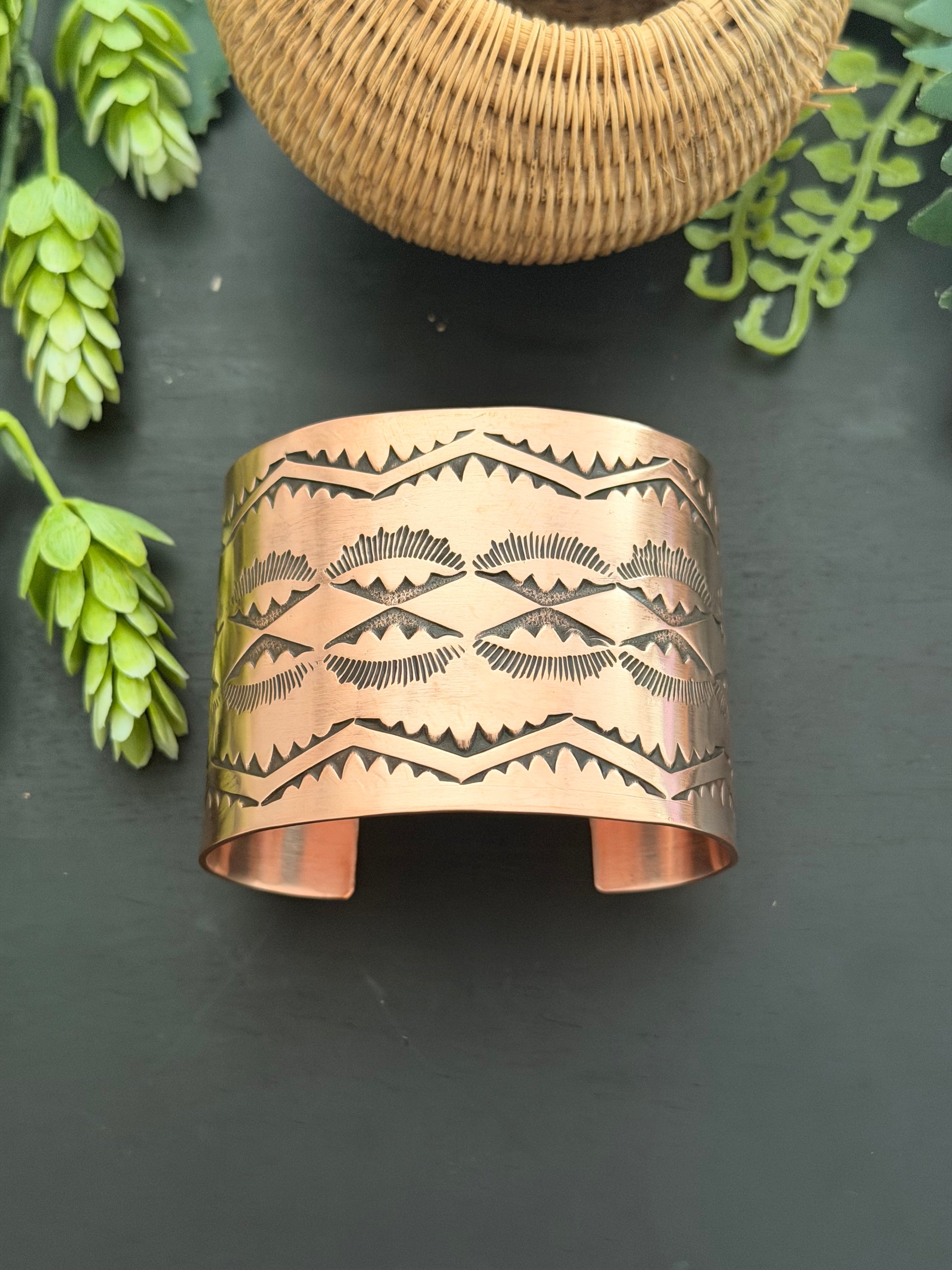 Elvira Bill Copper Stamped Cuff Bracelet