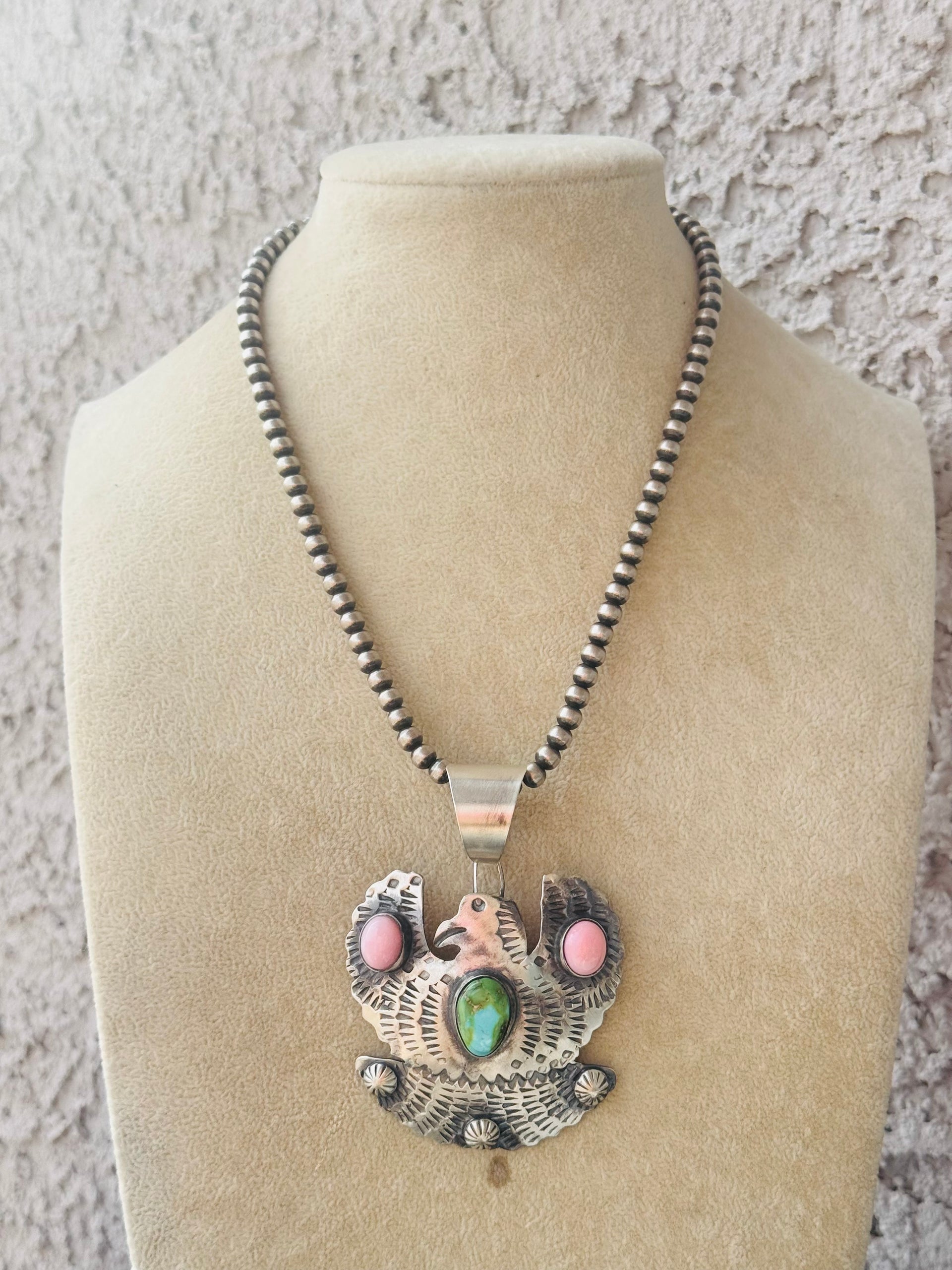 Chimney Butte Multi Stone & Sterling Silver Thunderbird Pendant