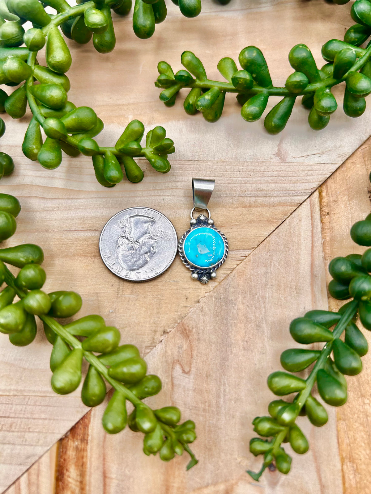 Navajo Made Blue Ridge Turquoise & Sterling Silver Pendant