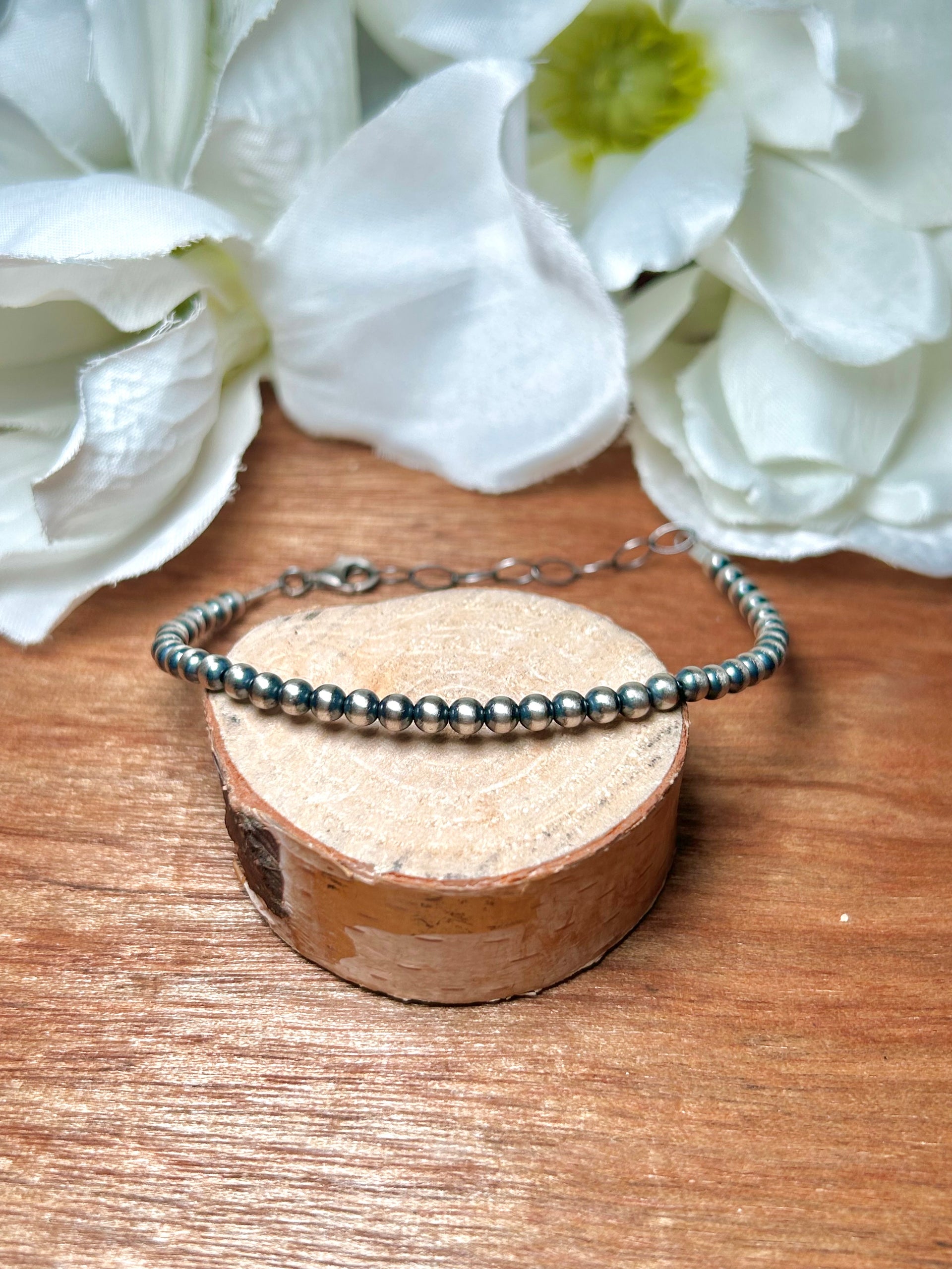 Navajo Strung 4 MM Sterling Silver Bracelet