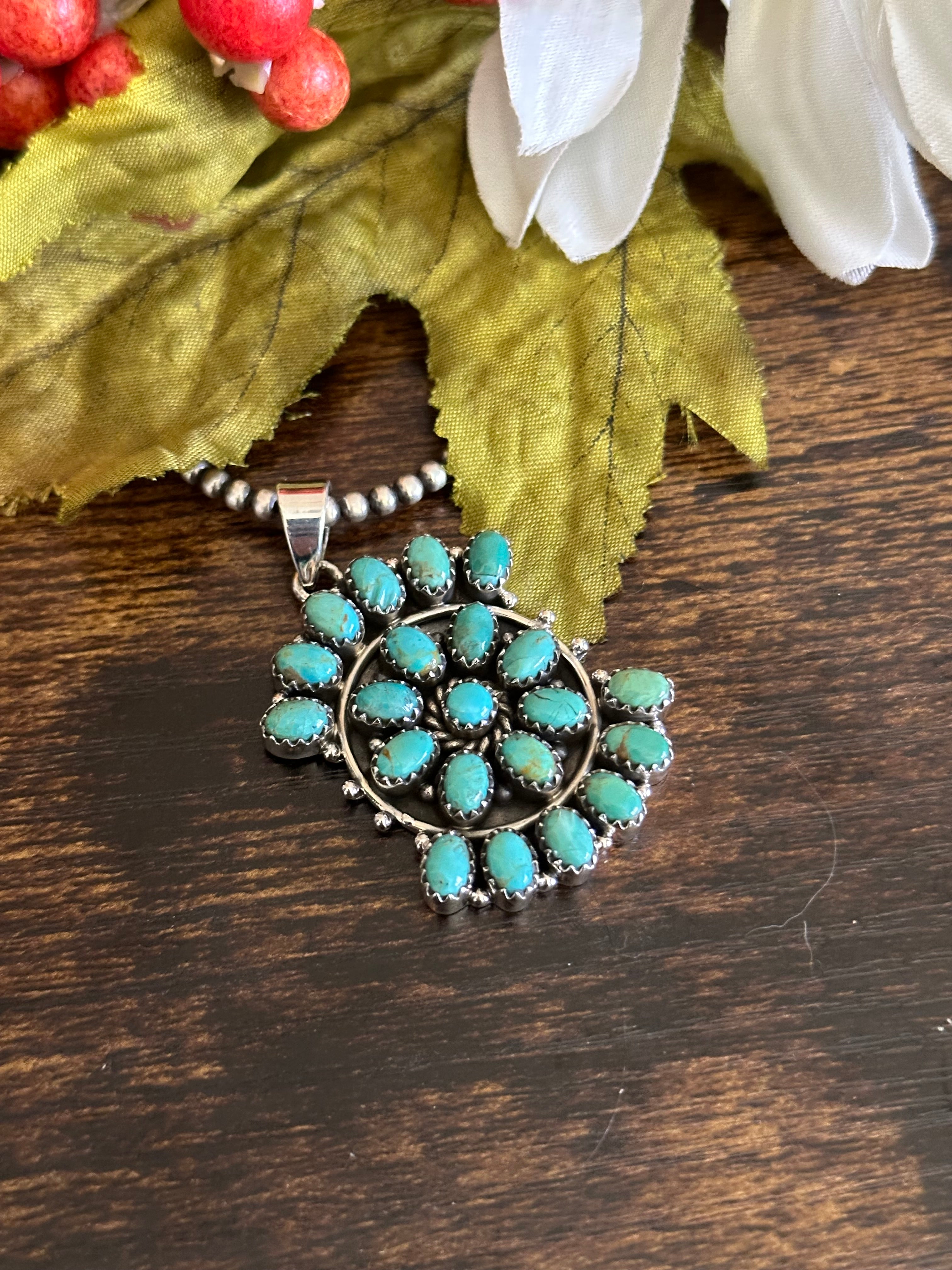 Southwest Handmade Kingman Turquoise & Sterling Silver Pendant