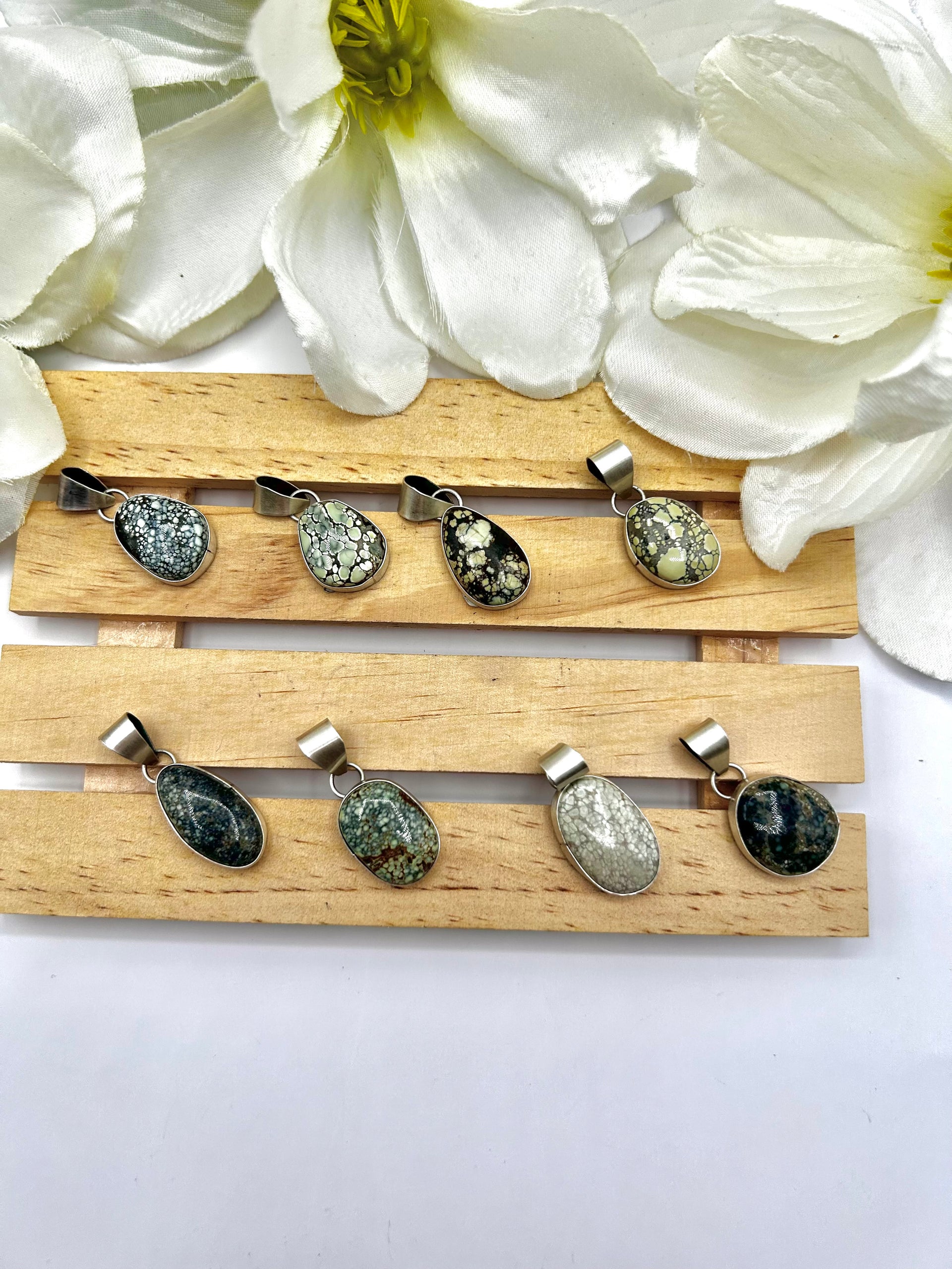 Navajo Made New Lander Variscite & Sterling Silver Pendant