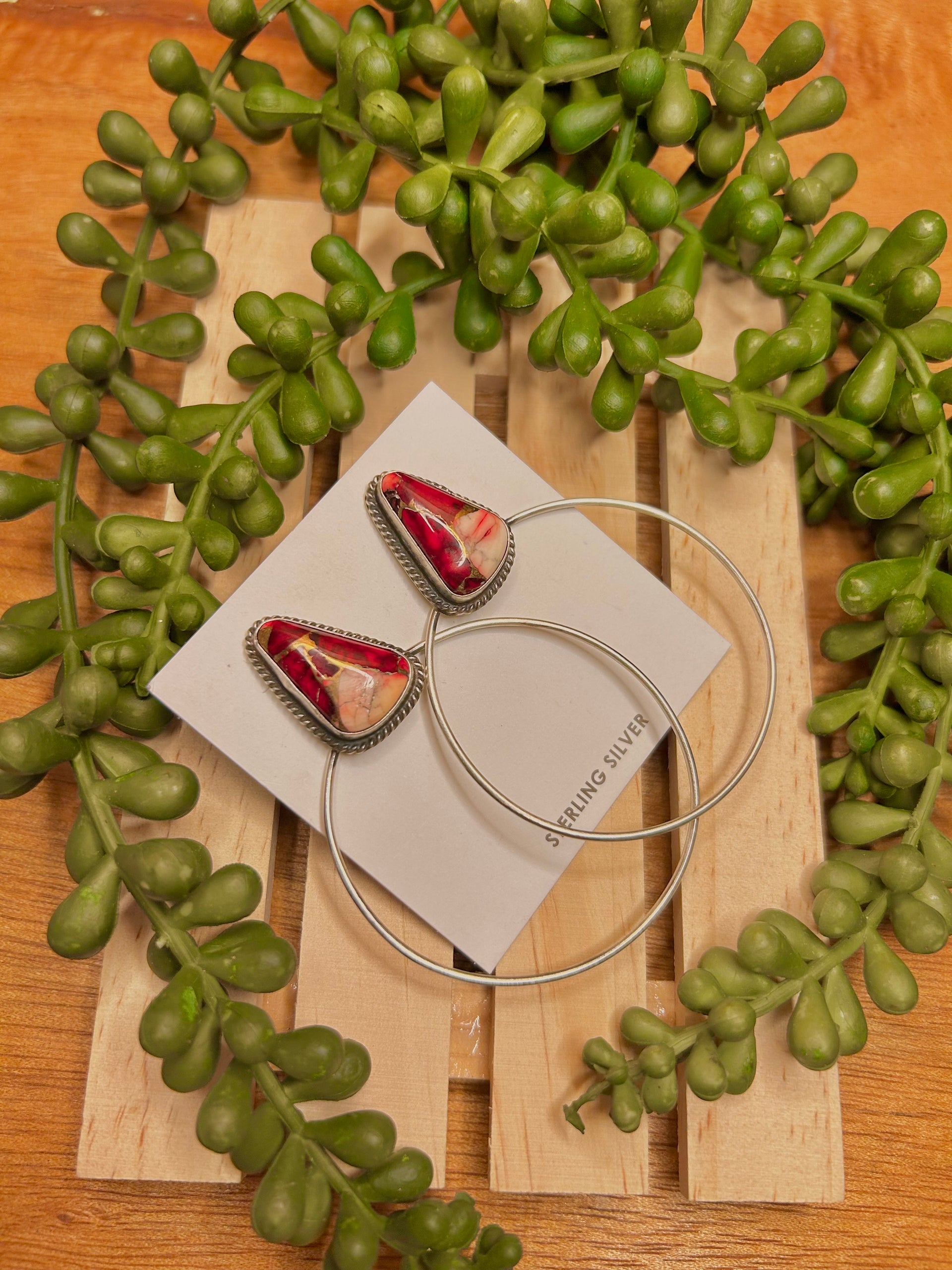 Elouise Kee Navajo Made Dahlia Rose & Sterling Silver Post Earrings