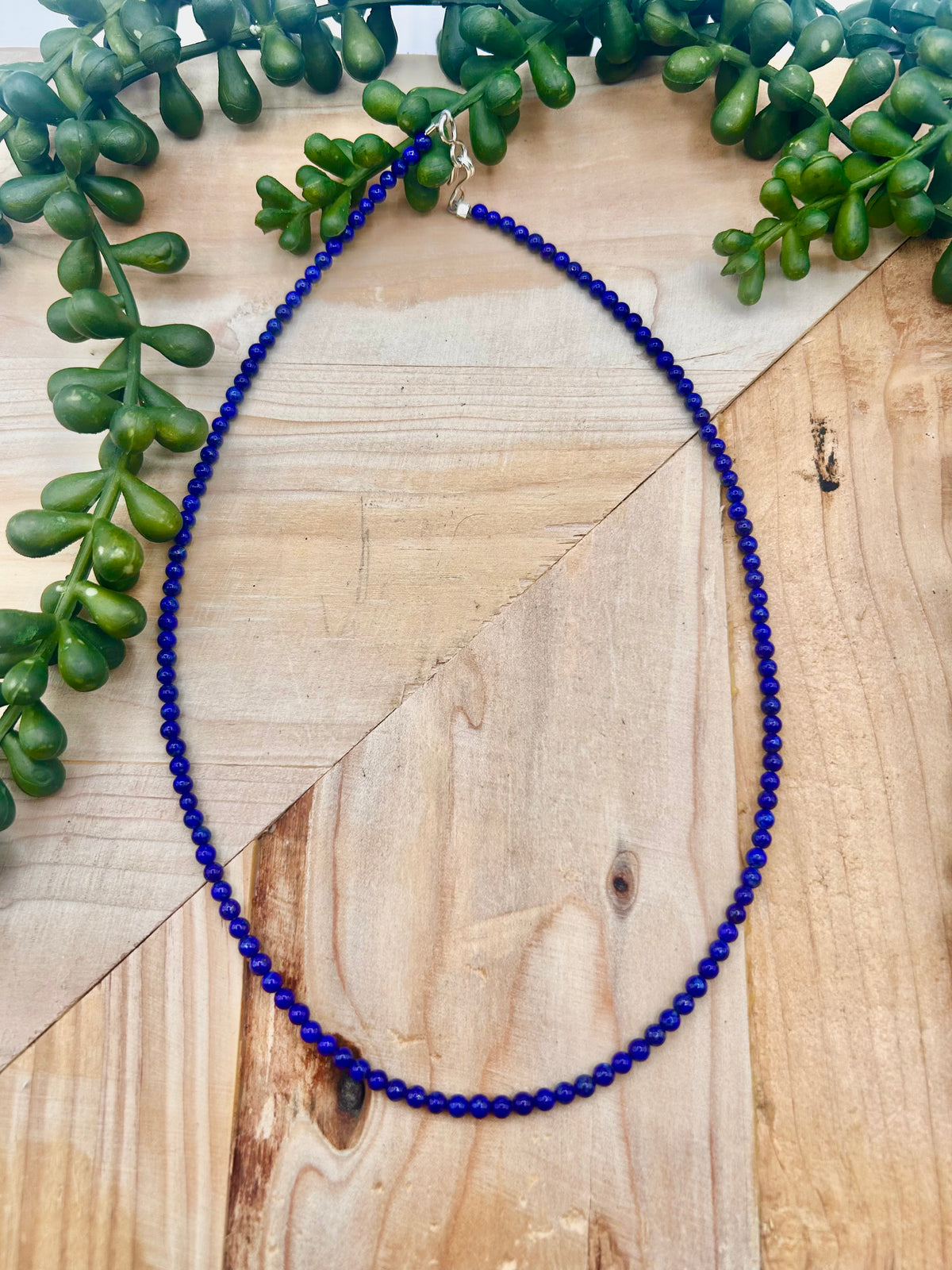 Navajo Made Strung Lapis & Sterling Silver Necklace
