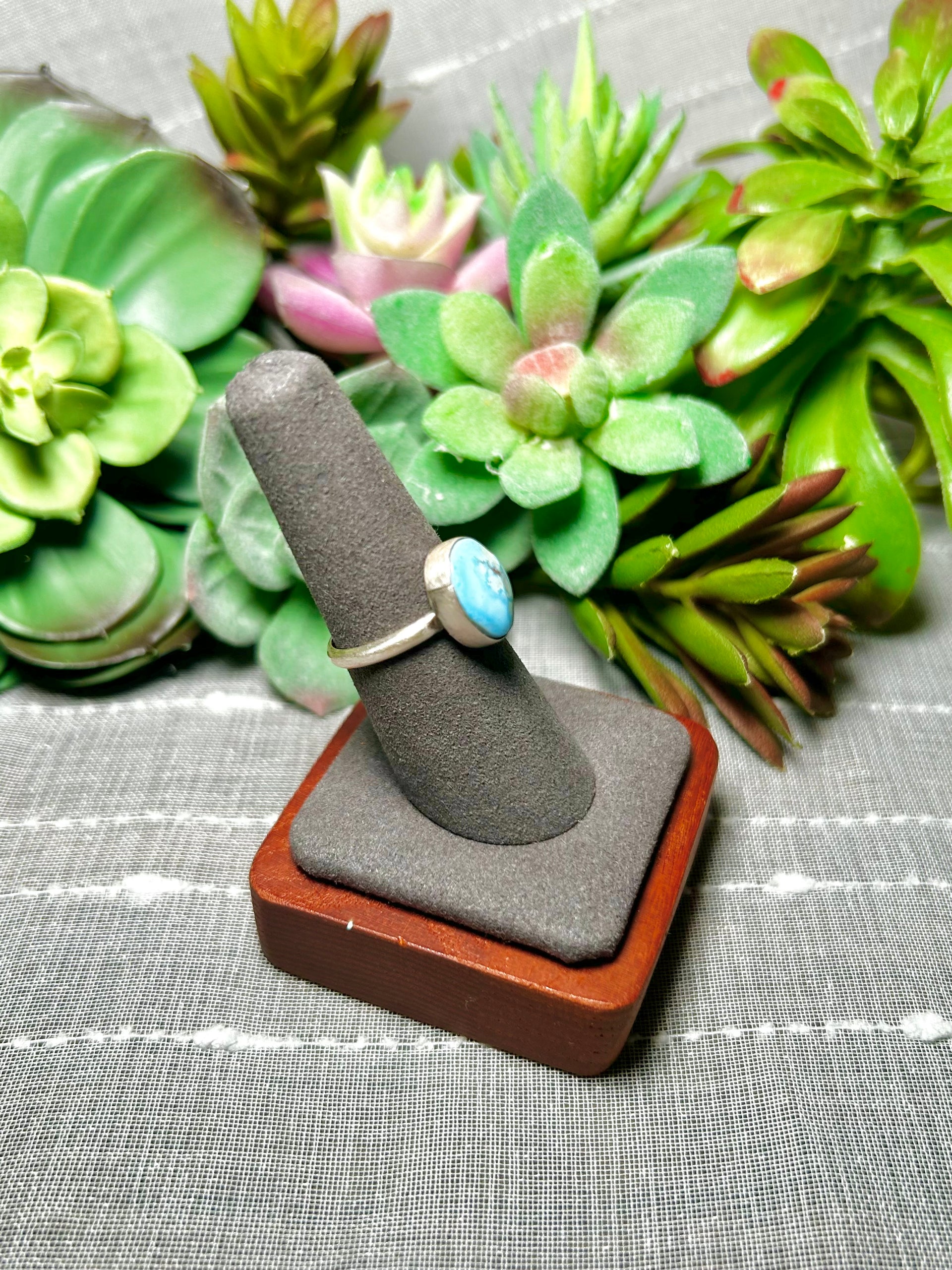 Navajo Made Golden Hill Turquoise & Sterling Silver Ring Size 7.25