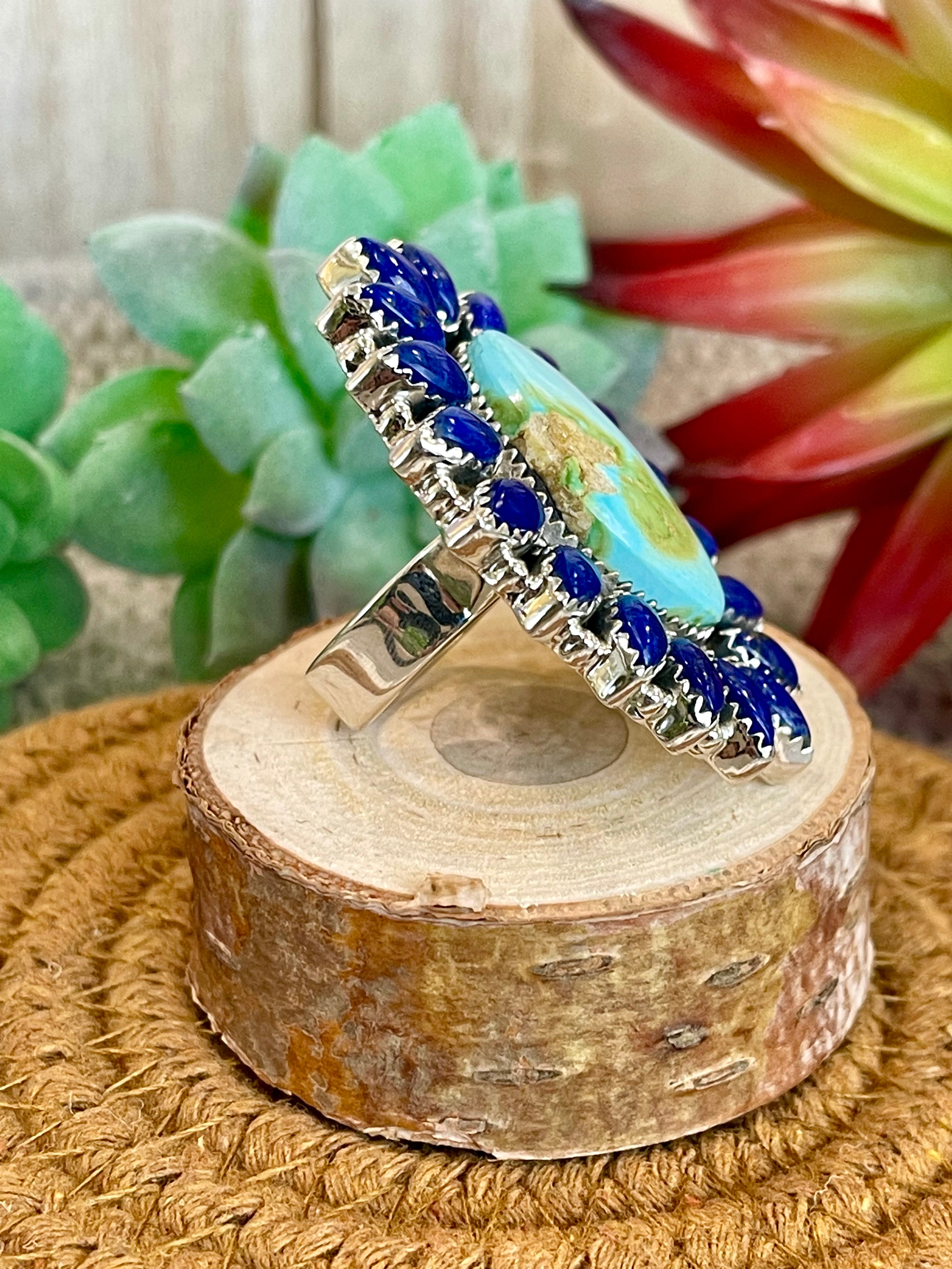 Southwest Handmade Multi Stone & Sterling Silver Adjustable Ring