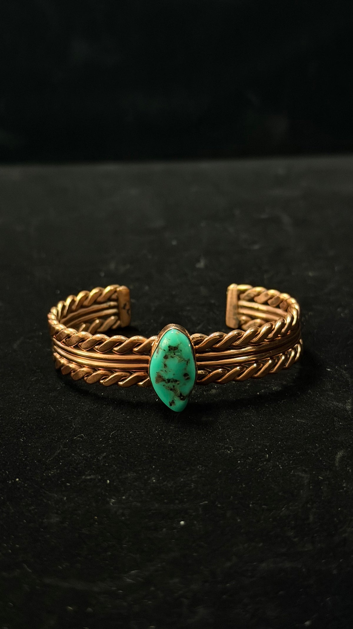Navajo Made Kingman Turquoise & Copper Cuff Bracelet