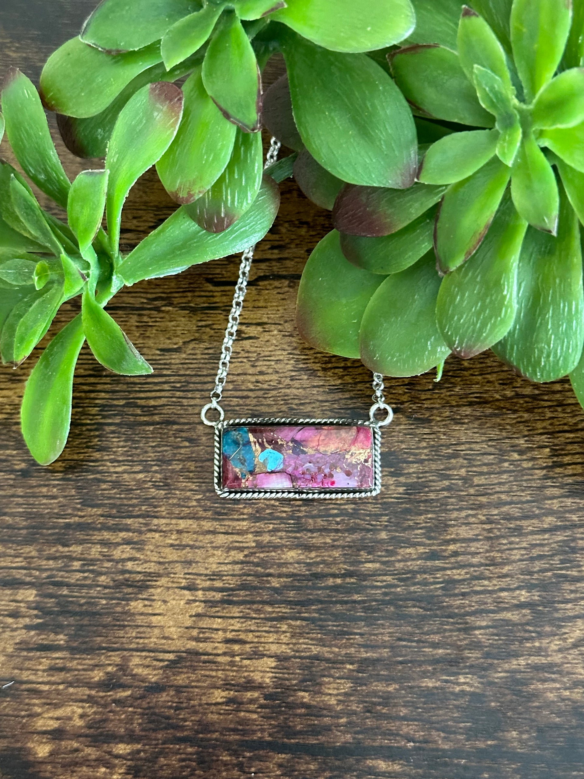 Southwest Made Mohave Turquoise & Sterling Silver Necklace
