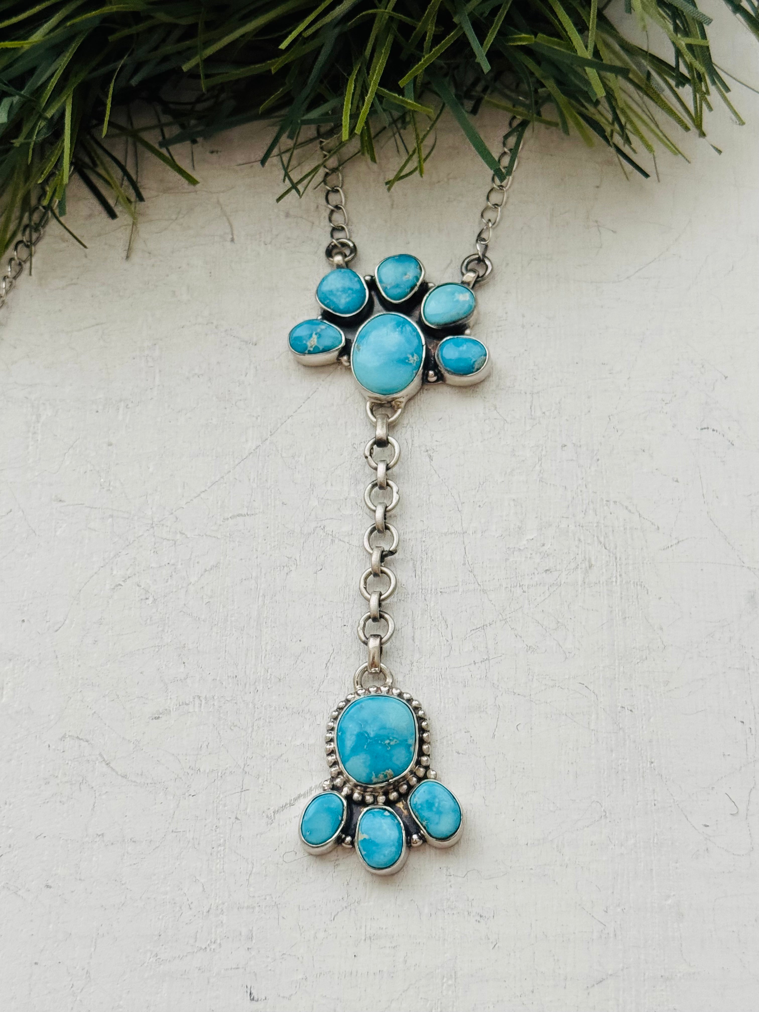 Southwest Handmade Valley Blue Turquoise & Sterling Silver Necklace