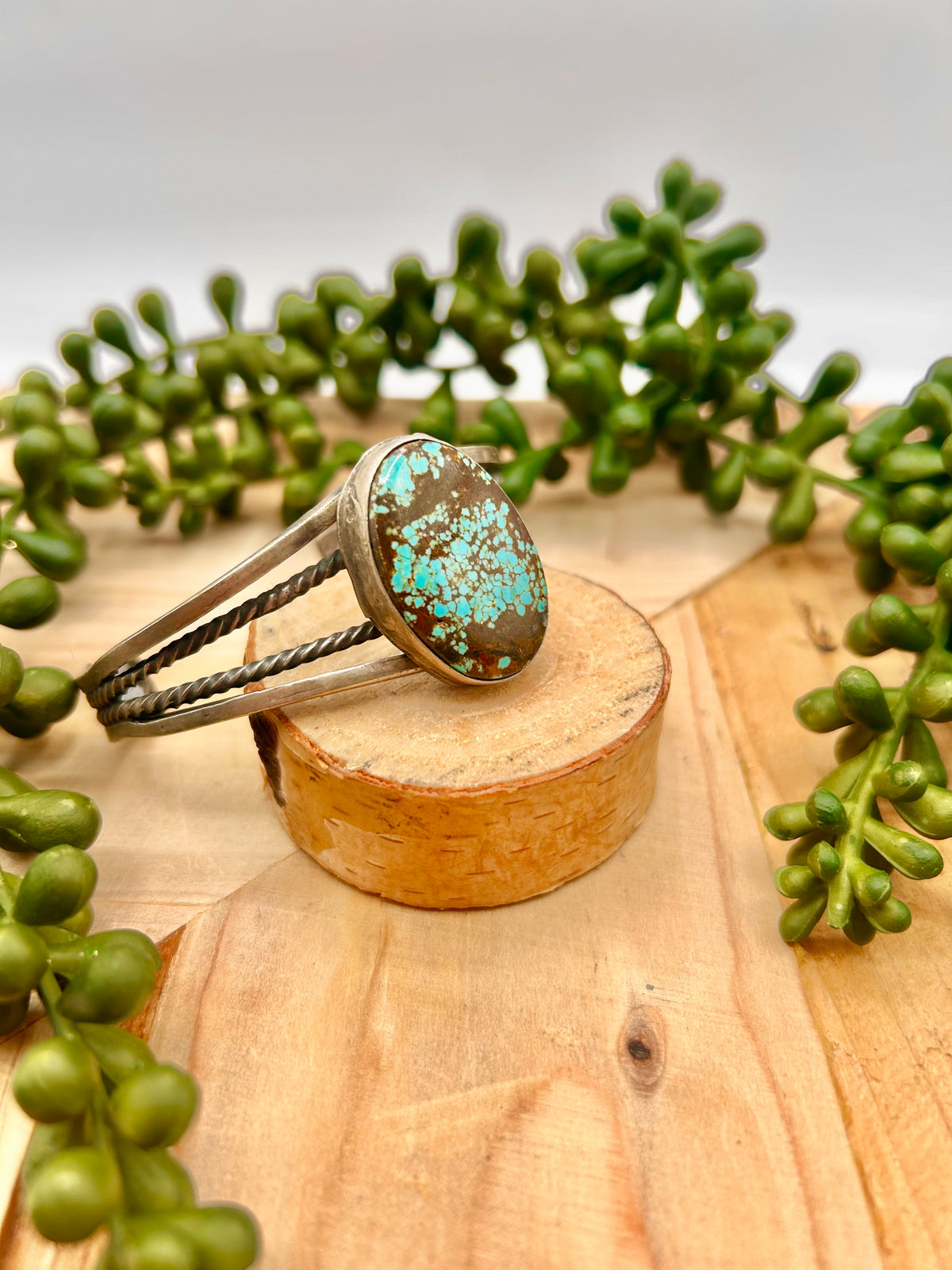 Navajo Made #8 Turquoise & Sterling Silver Cuff Bracelet