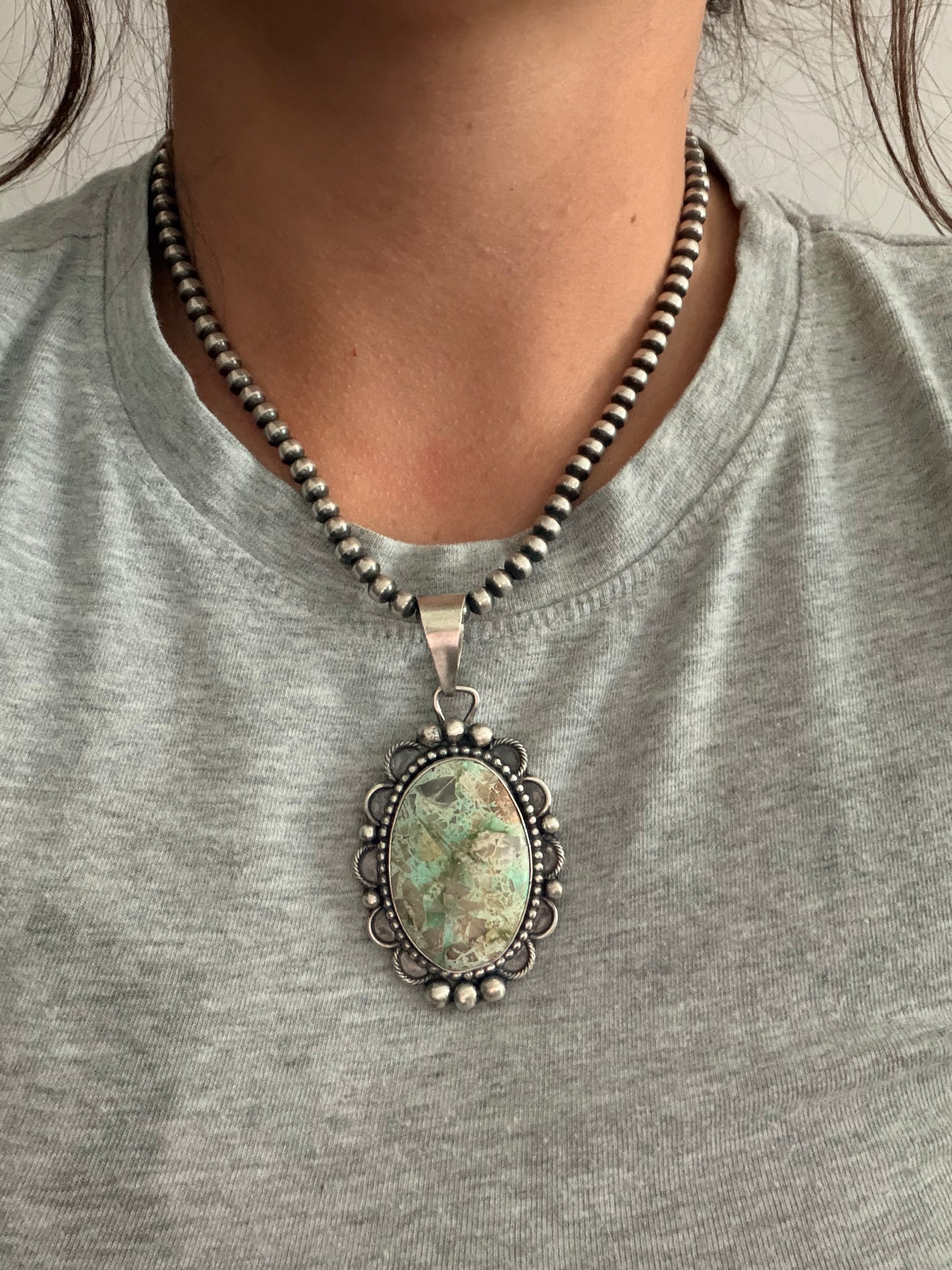 Navajo Made Royston Turquoise & Sterling Silver Pendant