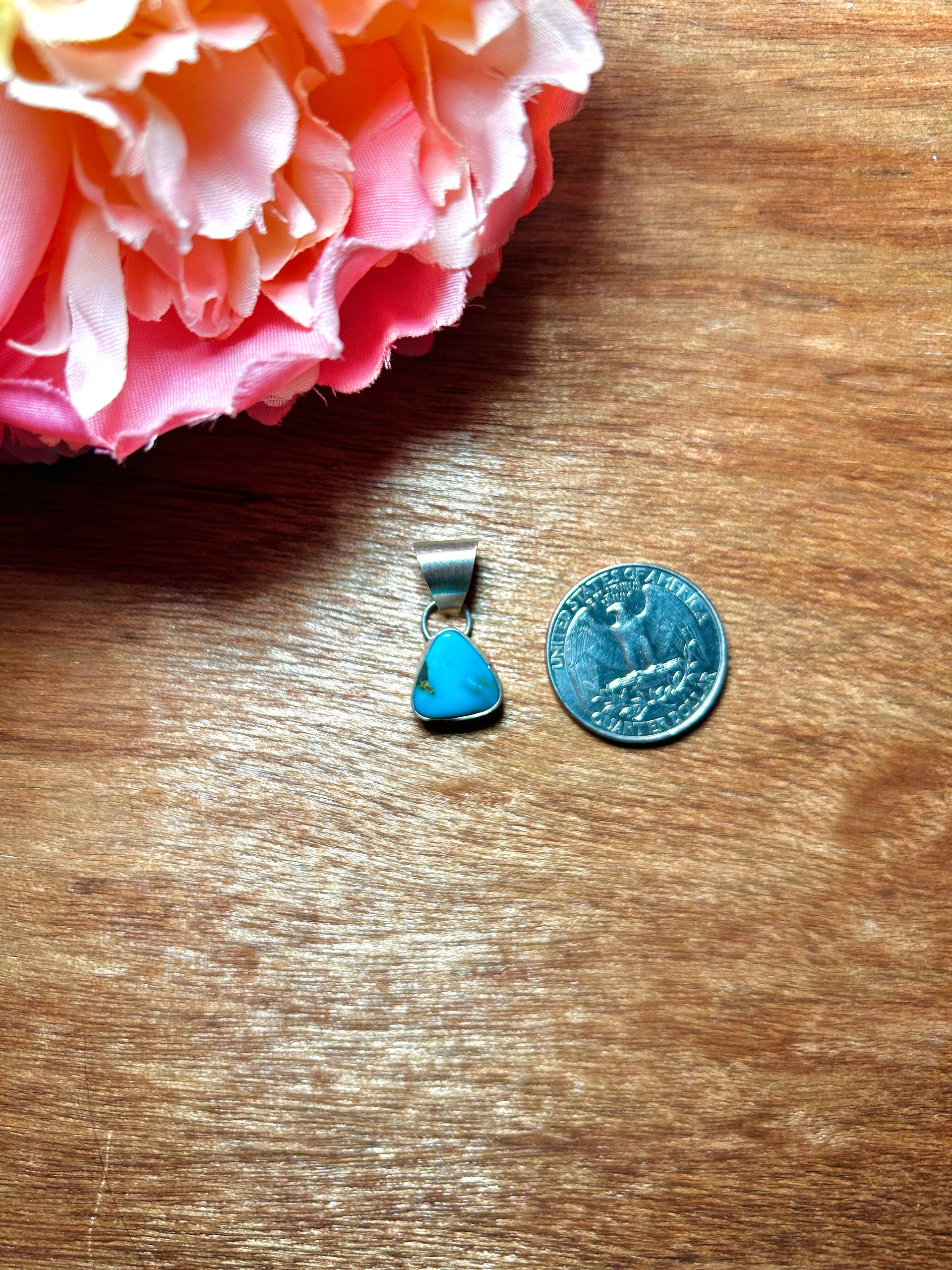 Navajo Made Kingman Turquoise & Sterling Silver Pendant