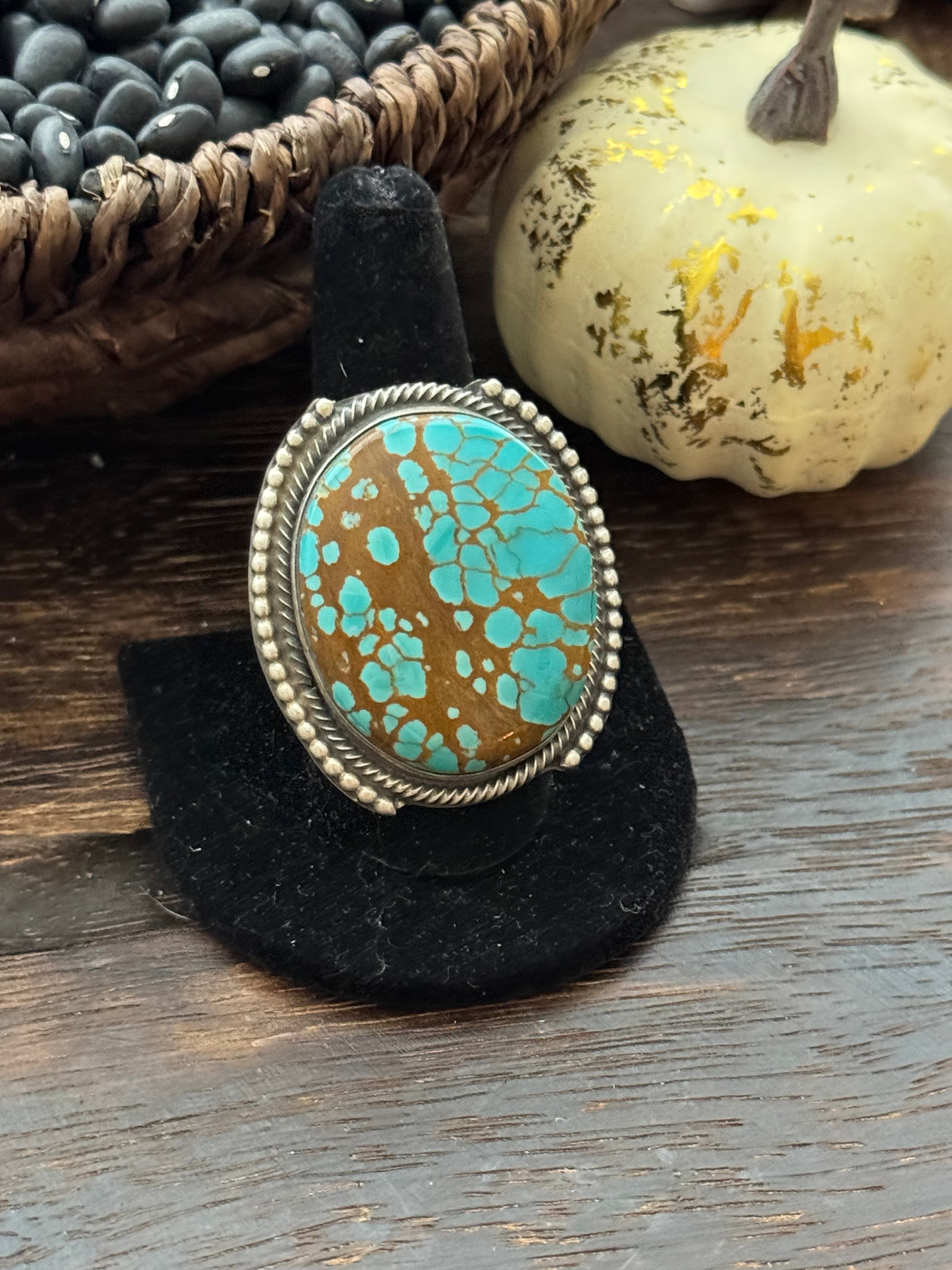 Sheila Becenti Pilot Mountain Turquoise Sterling Silver Adjustable Ring