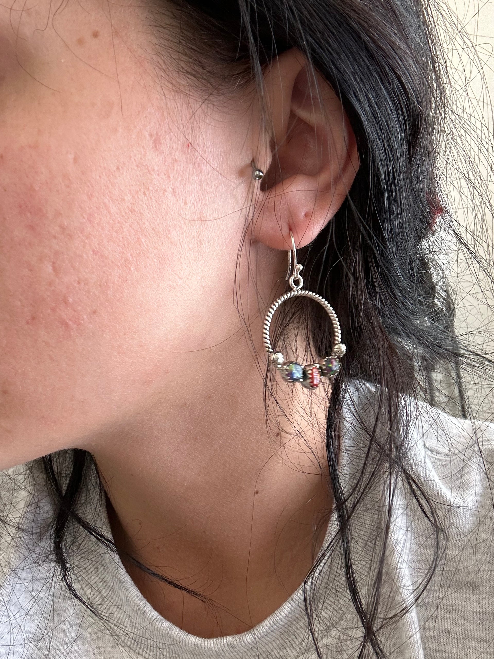 Southwest Handmade Opal & Sterling Silver Dangle Earrings