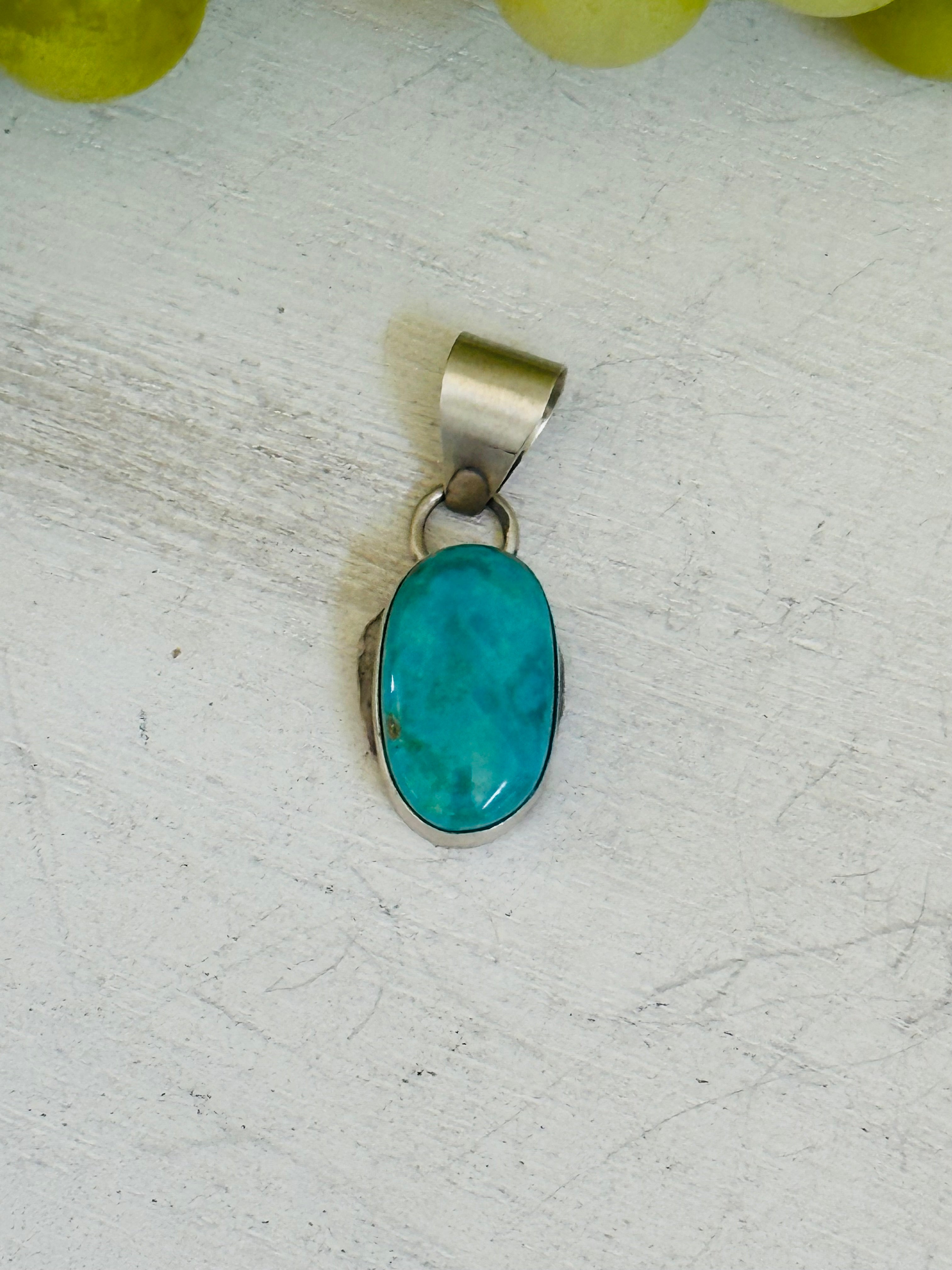 Navajo Made Carico Lake Turquoise & Sterling Silver Pendant