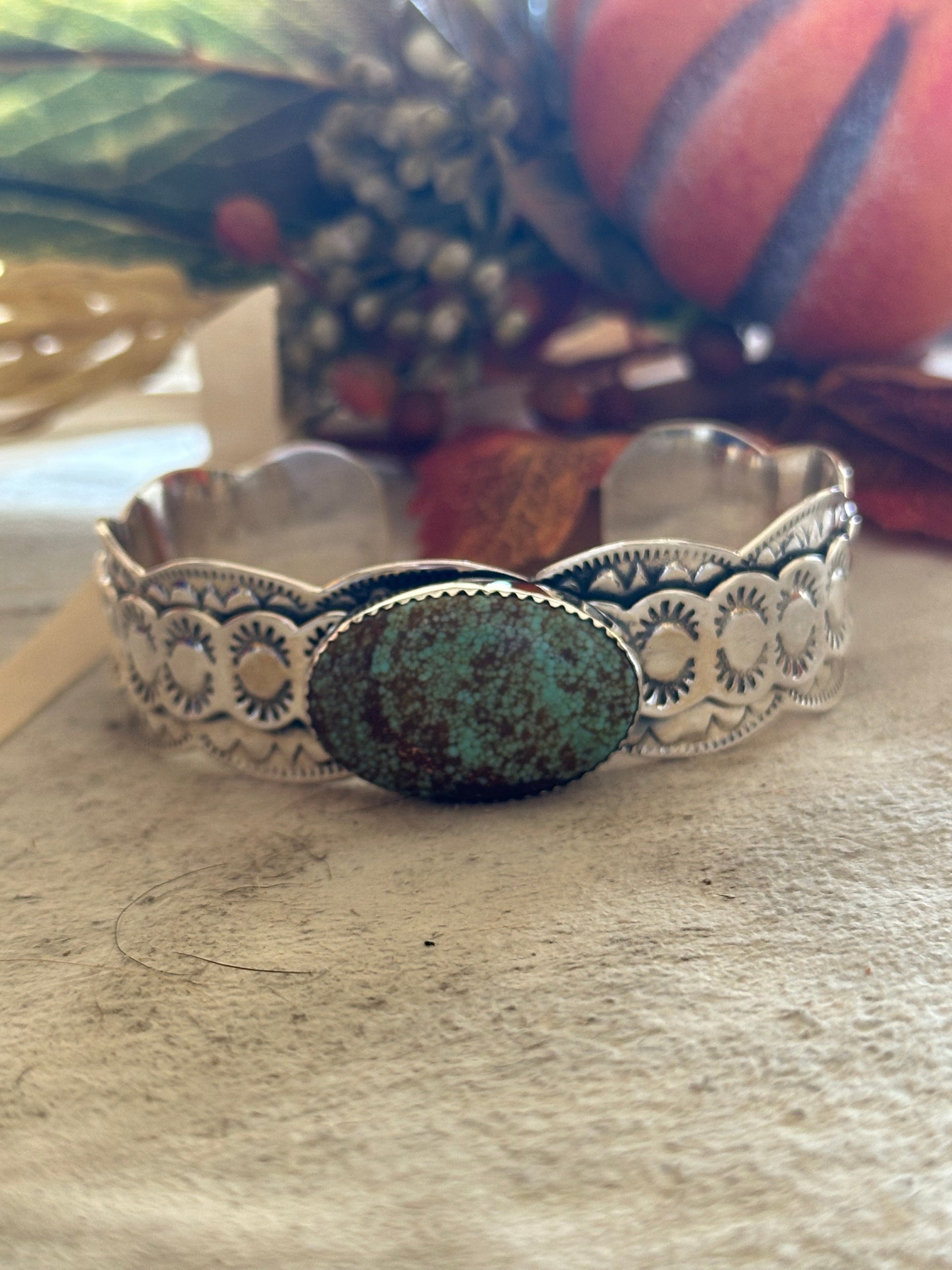 Southwest Made #8 Turquoise & Sterling Silver Cuff Bracelet