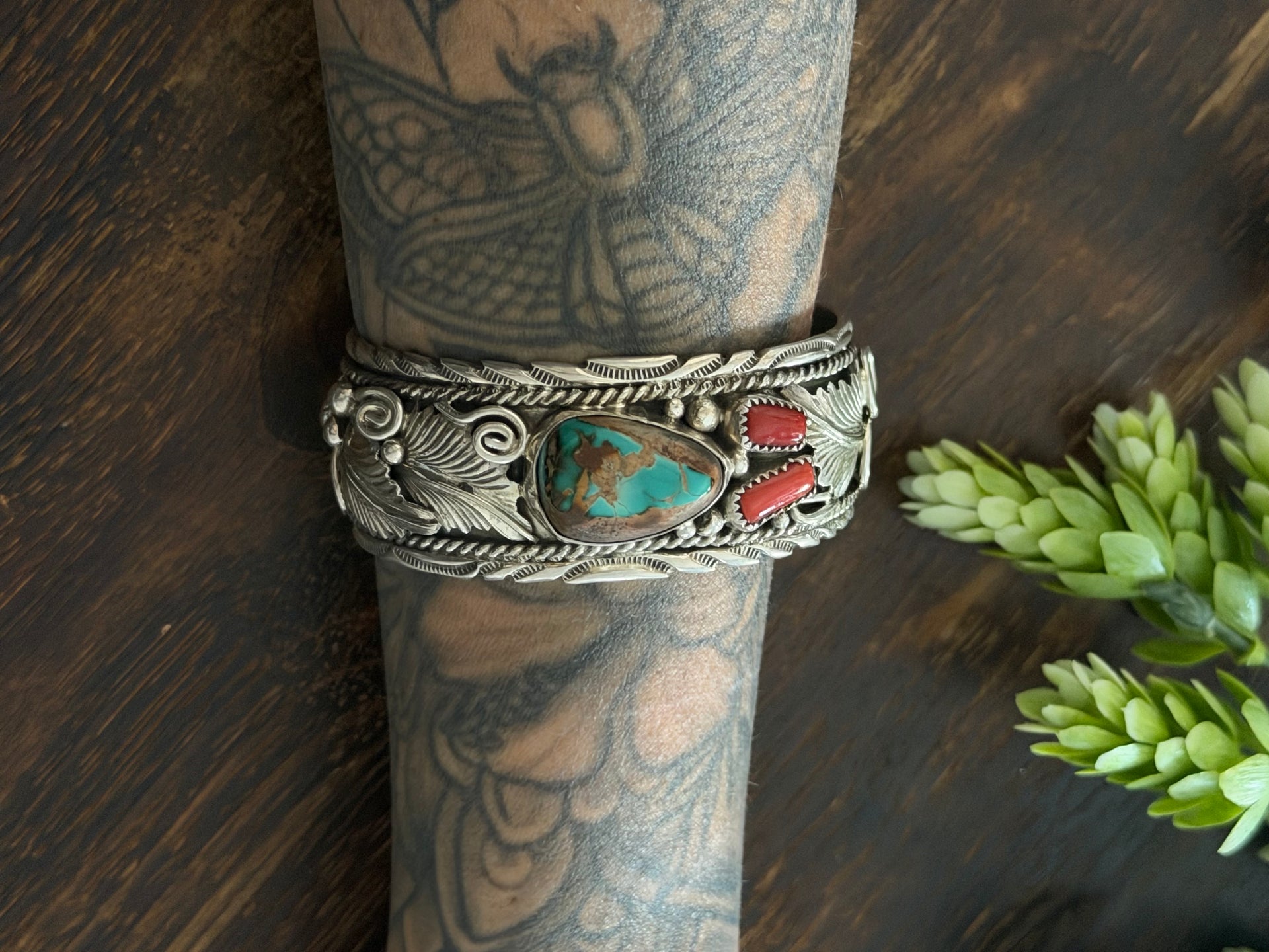 Navajo Made Multi Stone & Sterling Silver Cuff Bracelet