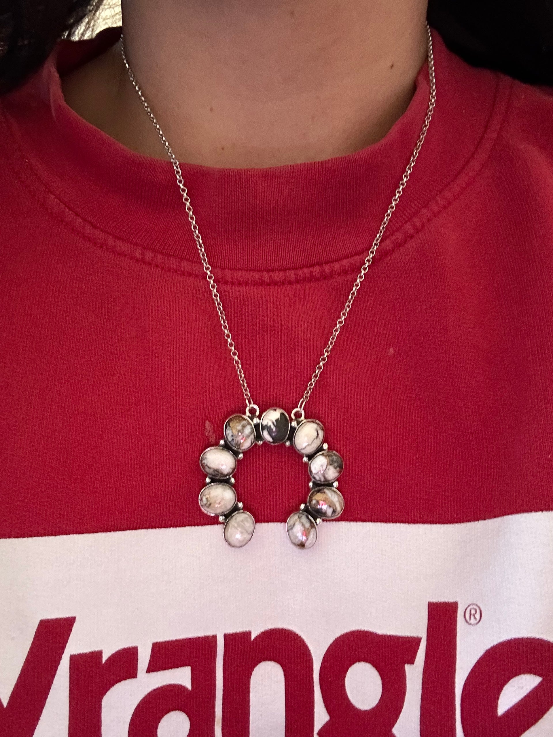 Southwest Made Mohave White Buffalo & Sterling Silver Necklace