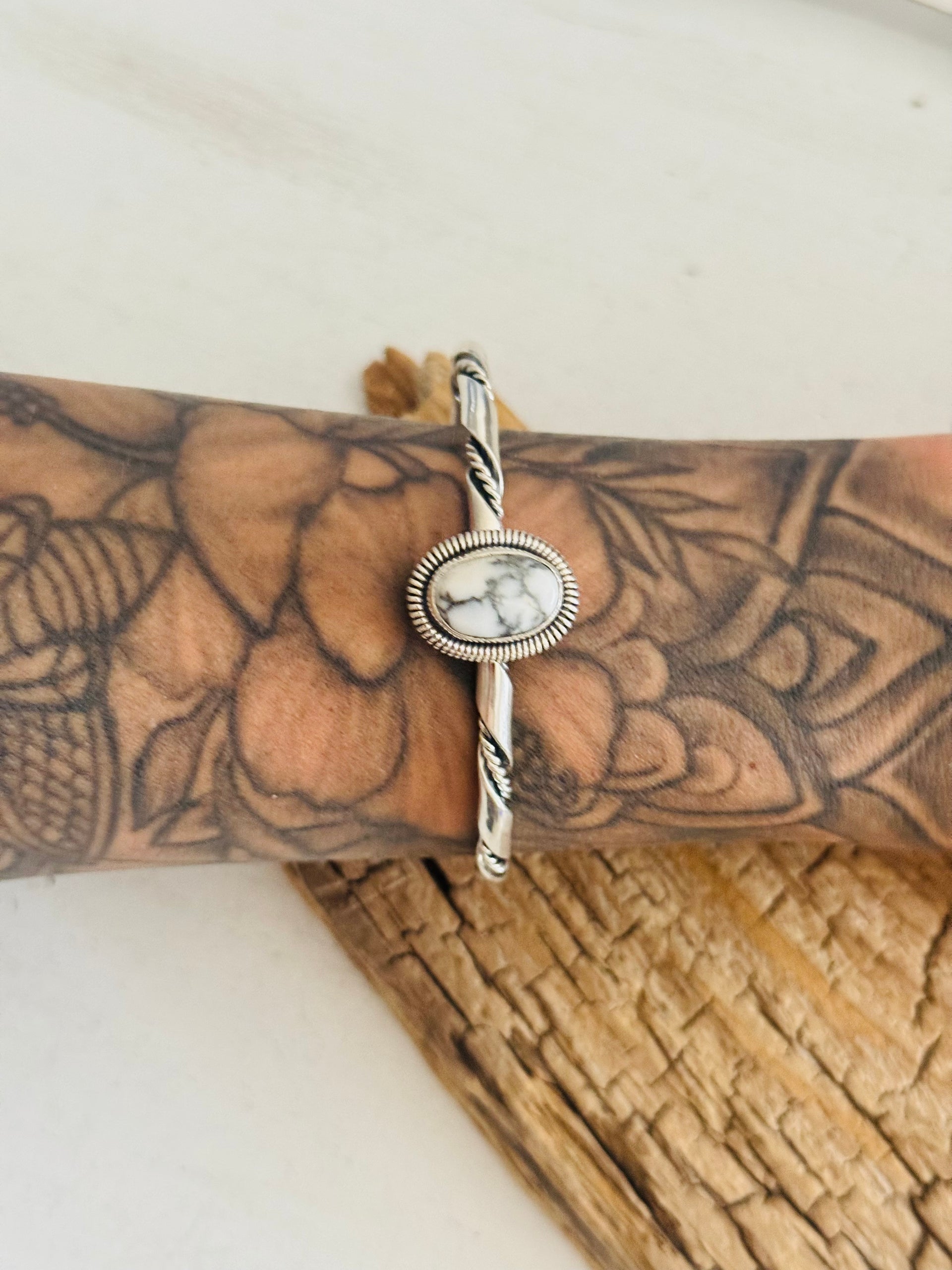 Wydell Billie White Buffalo & Sterling Silver Cuff Bracelet