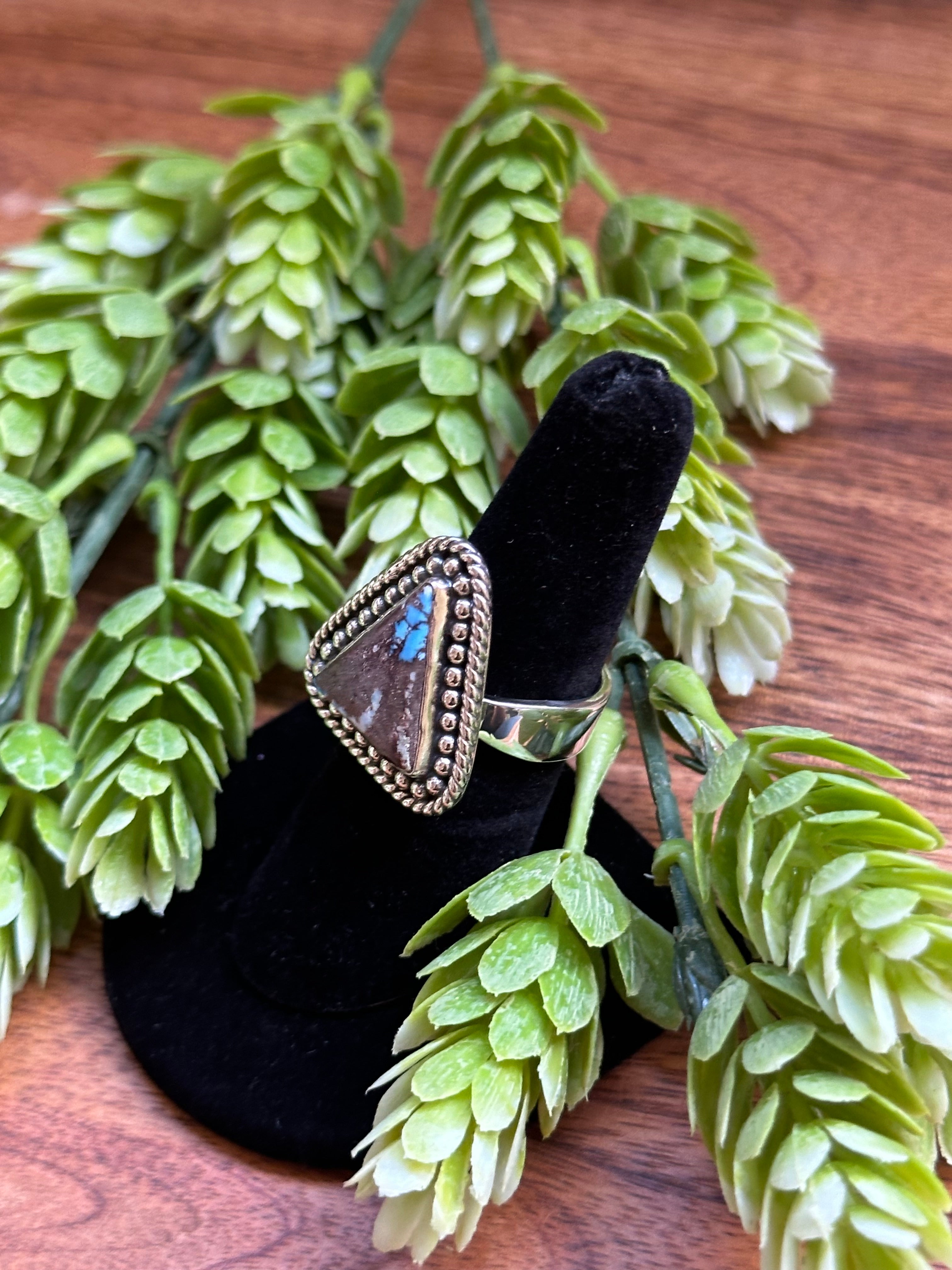 Southwest Handmade Golden Hills Turquoise & Sterling Silver Adjustable Ring