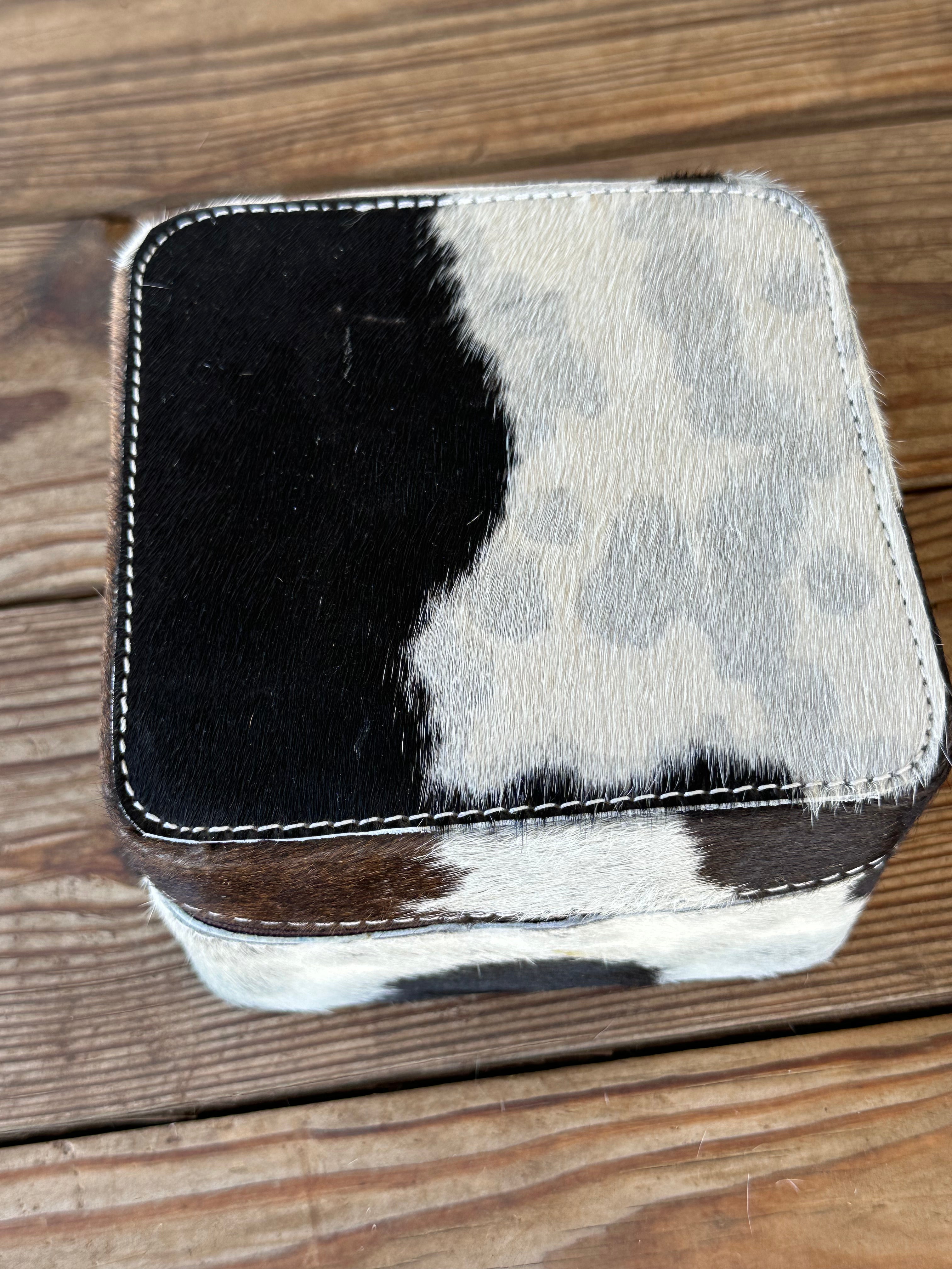 Genuine Leather Cowhide Jewelry Box