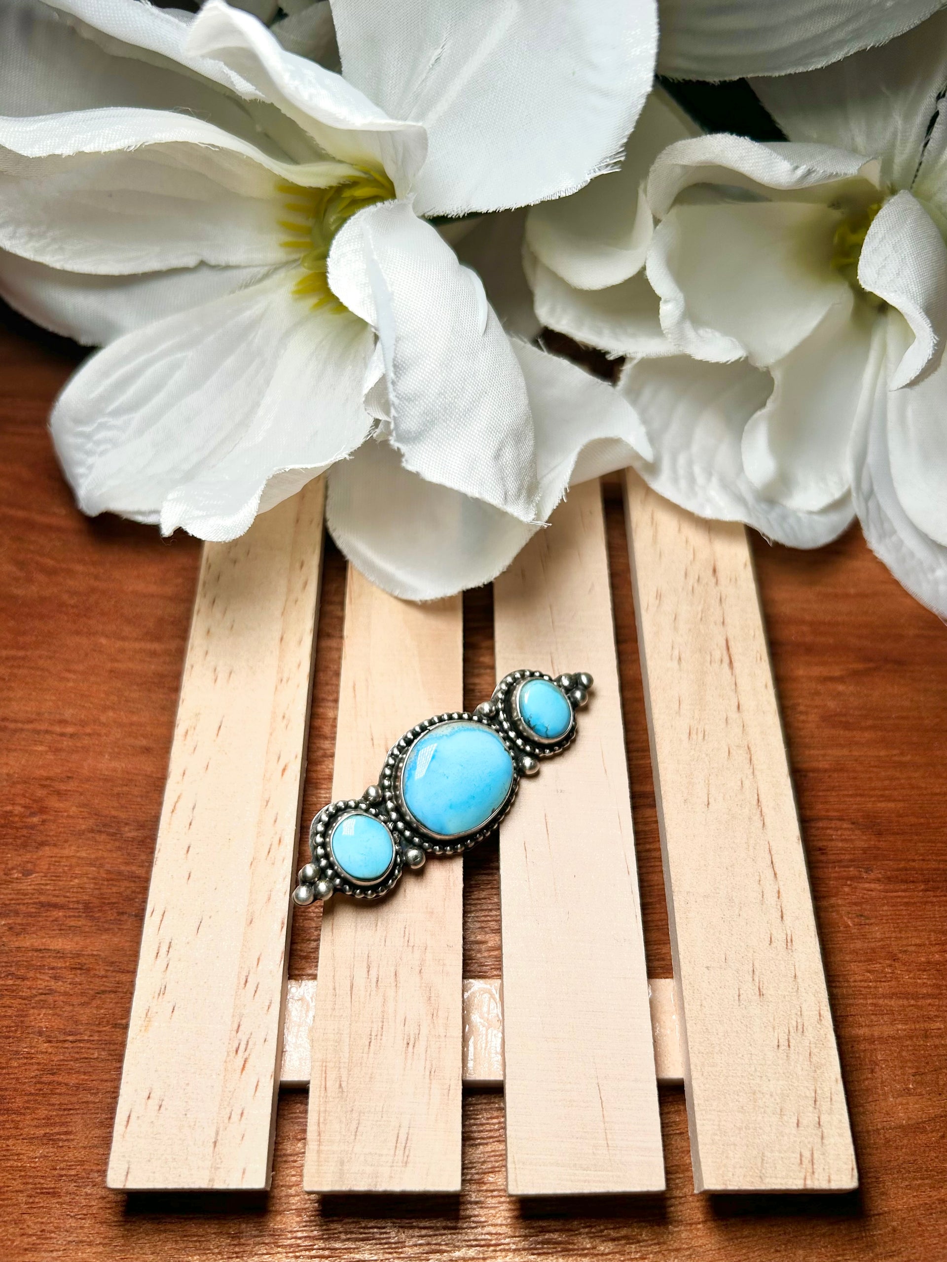 Navajo Made Golden Hill’s Turquoise & Sterling Silver Pin